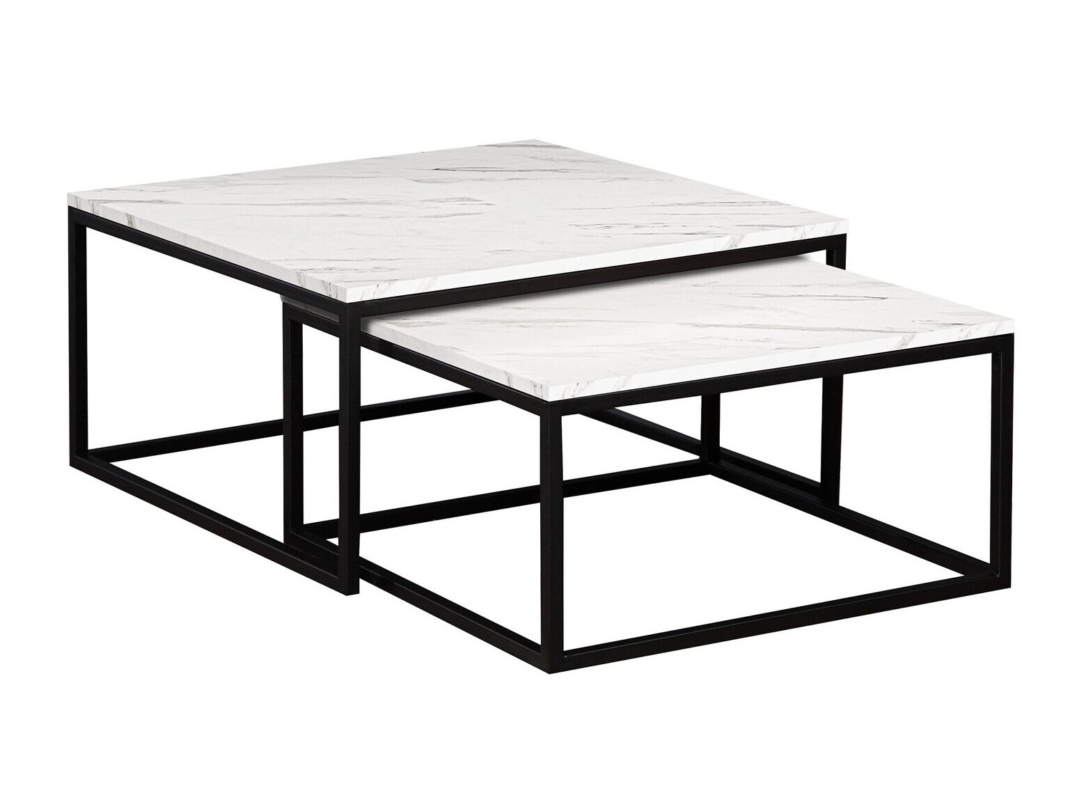 Conjunto mesa de centro Oswego 101 (Mármol blanco + Negro)