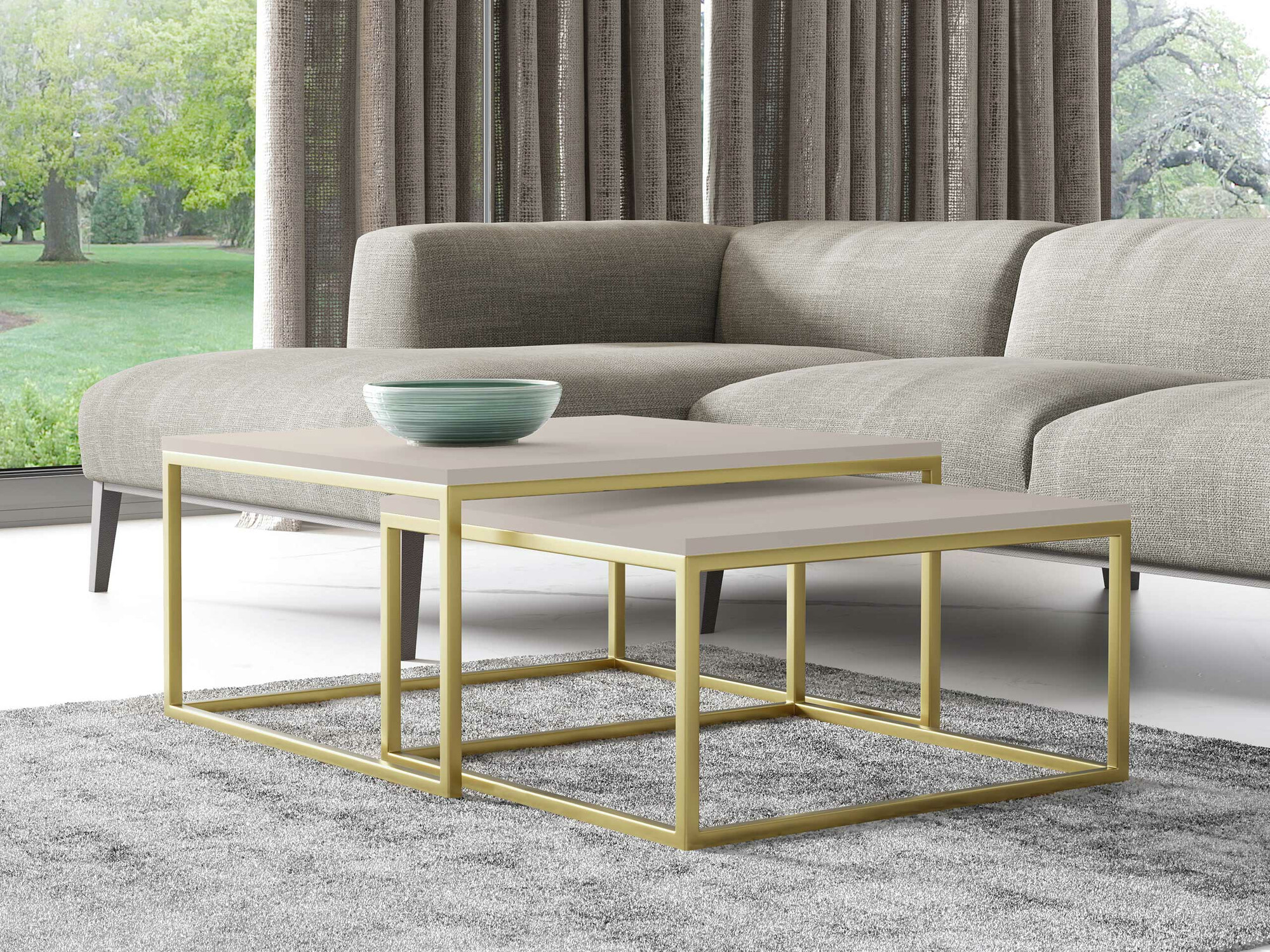 Conjunto mesa de centro Oswego 102 (Cachemira + Dorado)