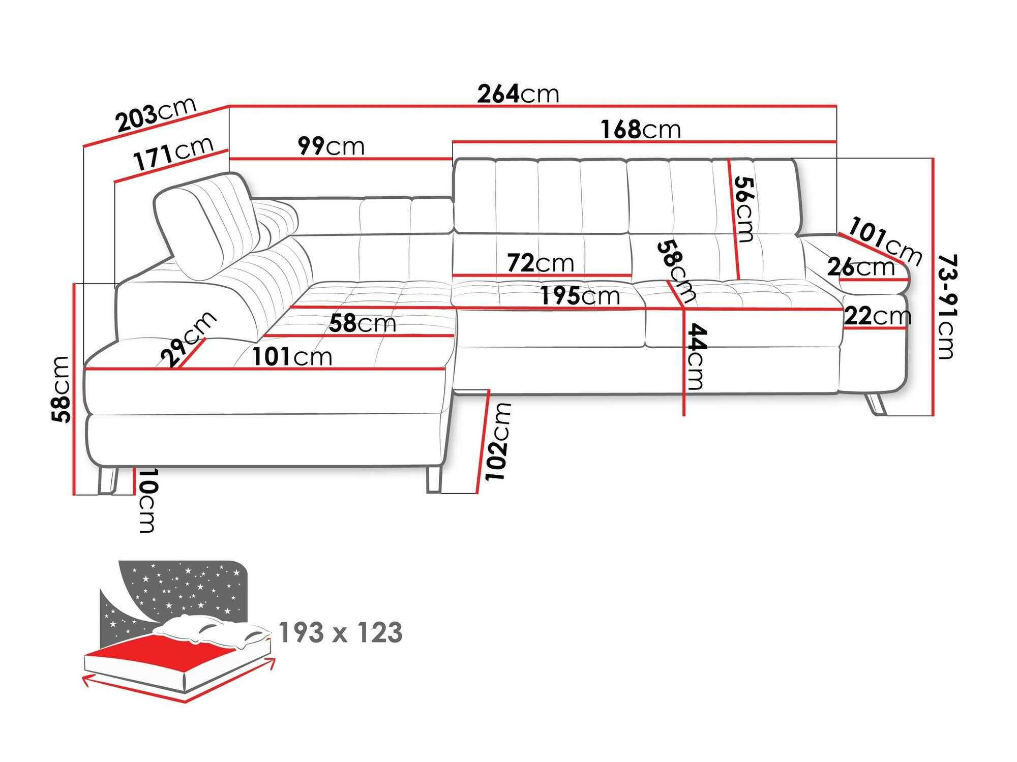 Sofá rinconero Comfivo 207 (Fresh 11)