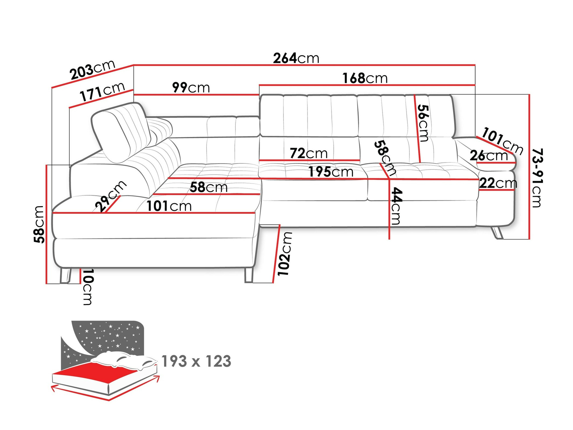 Sofá rinconero Comfivo 207 (Sicuro 65)