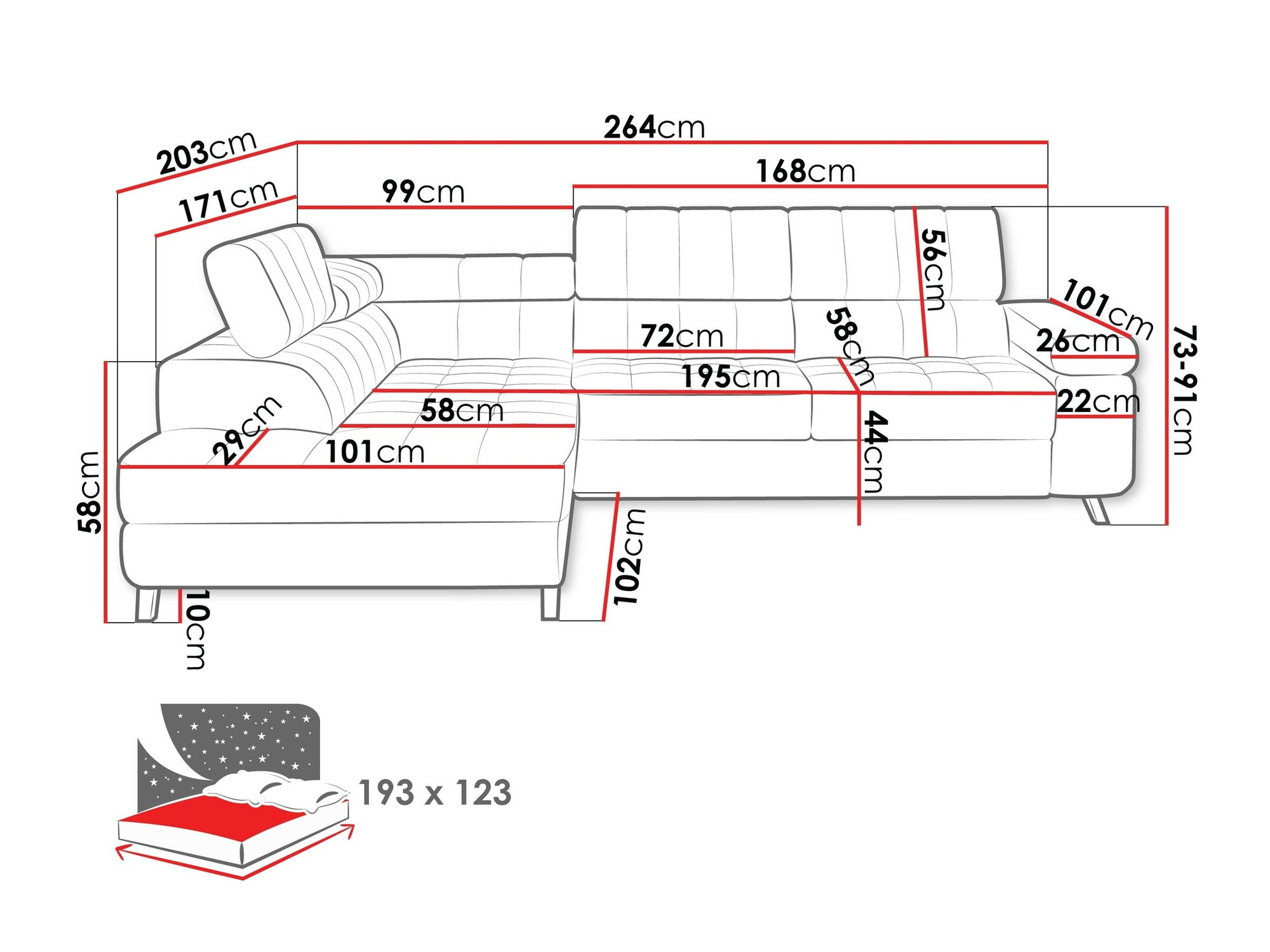 Sofá rinconero Comfivo 207 (Sorriso 22)