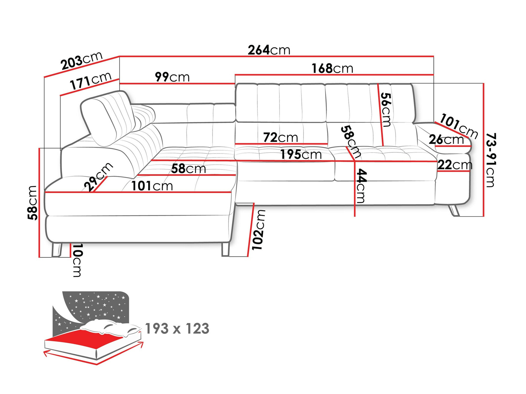 Sofá rinconero Comfivo 207 (Wave 05)