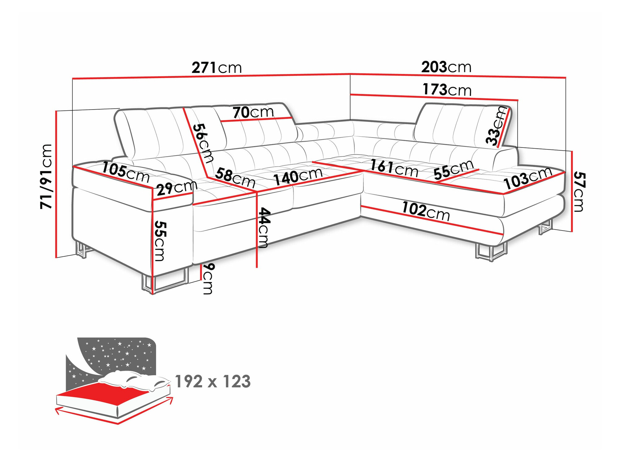 Sofá rinconero Comfivo 232 (Coral 65)