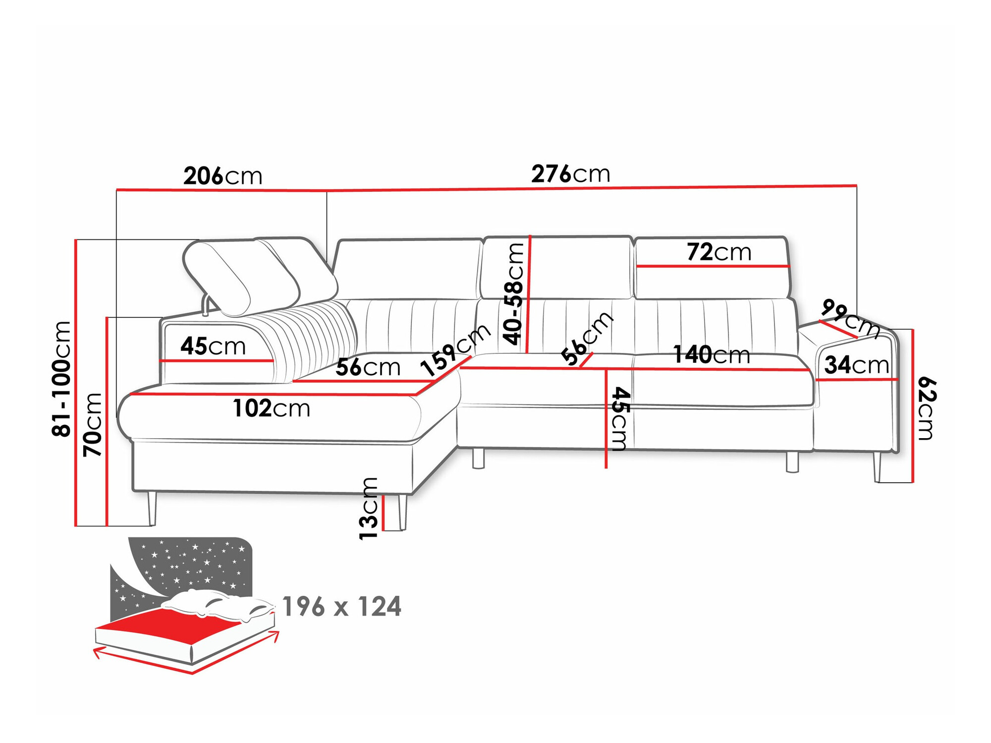 Sofá rinconero Comfivo 446 (Coral 65)