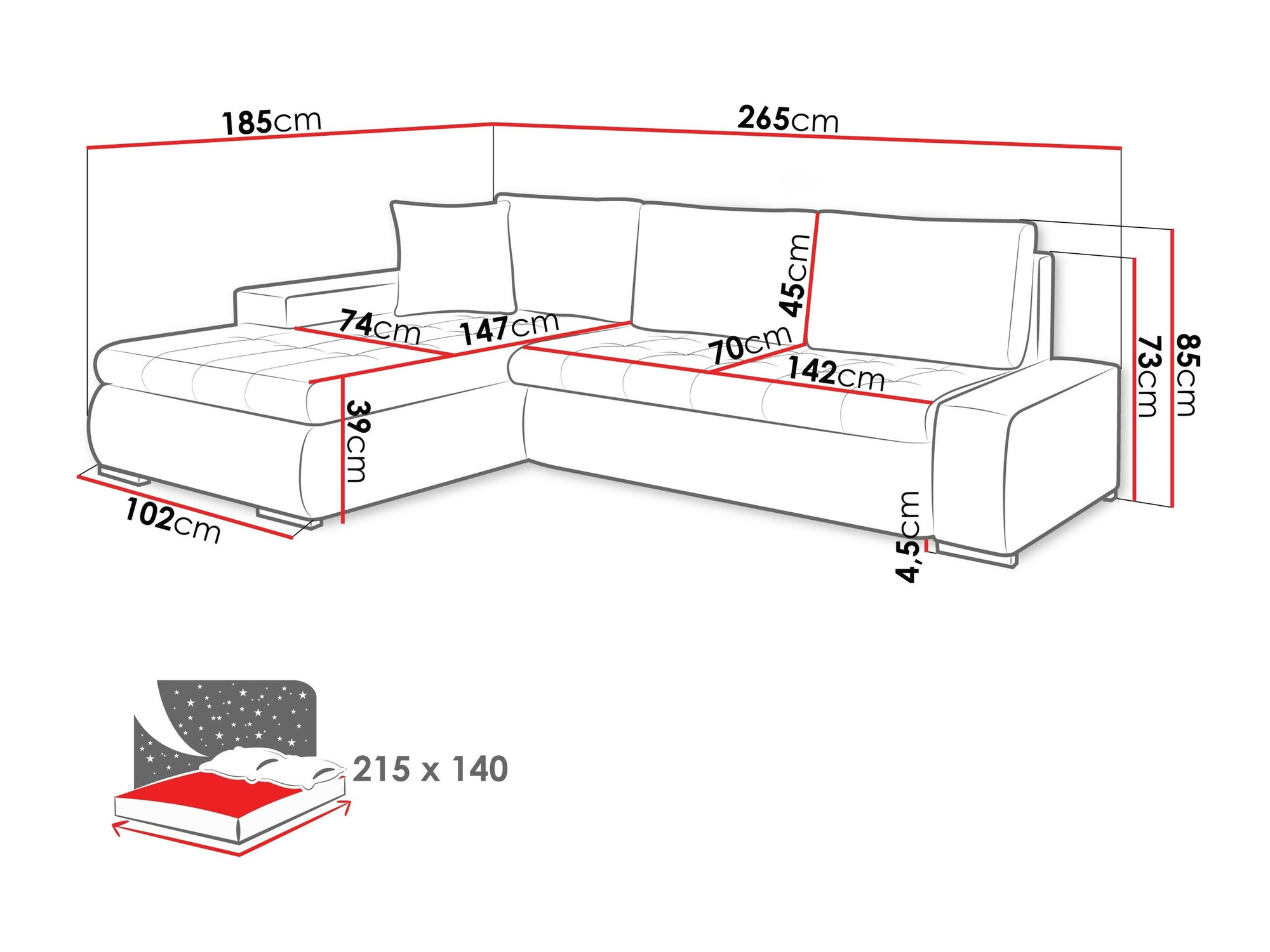 Sofá rinconero Comfivo 112 (Zetta 291 + Evo 27)