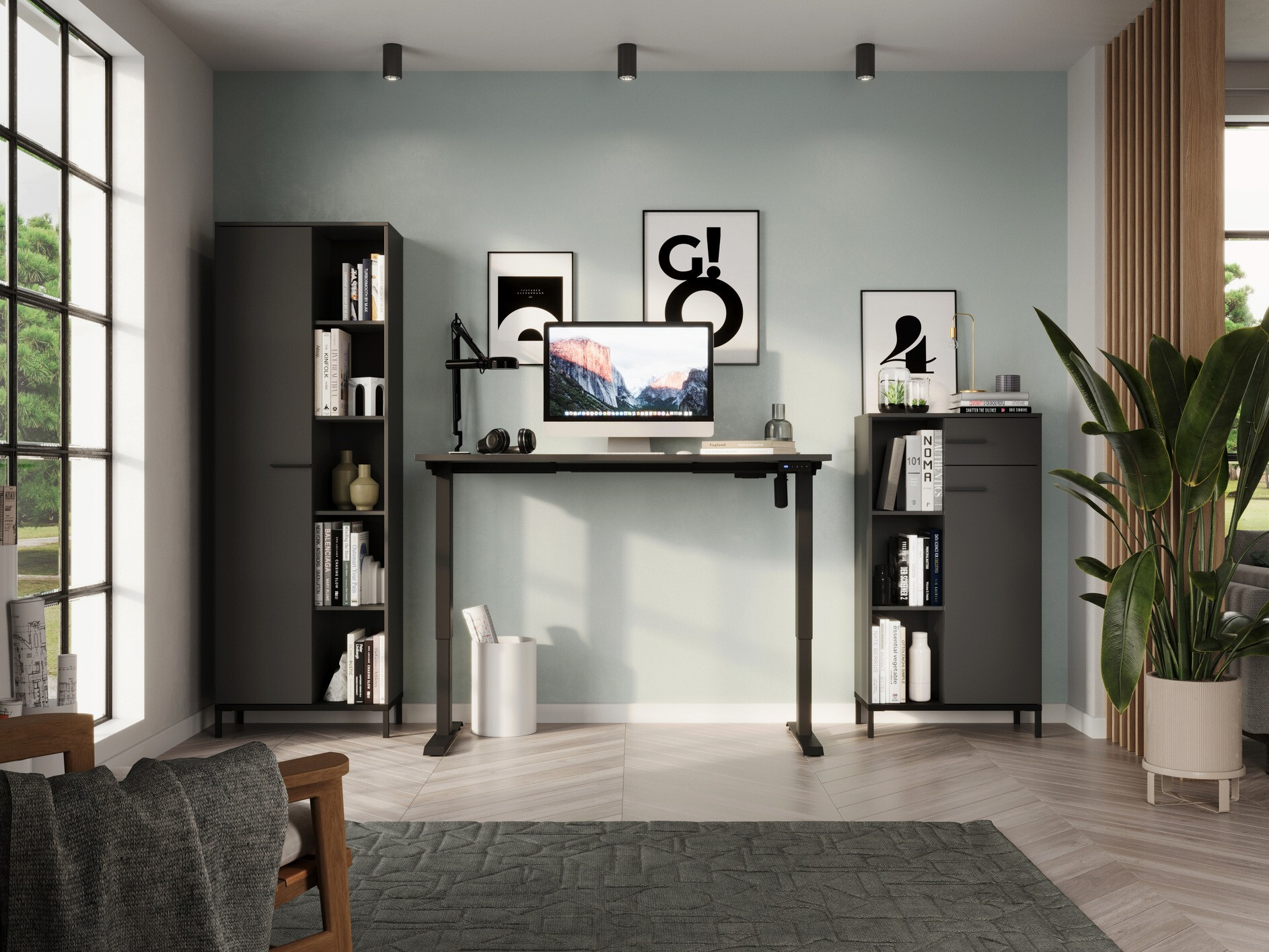 Conjunto para oficina en casa Solaro 104 (Grafito)