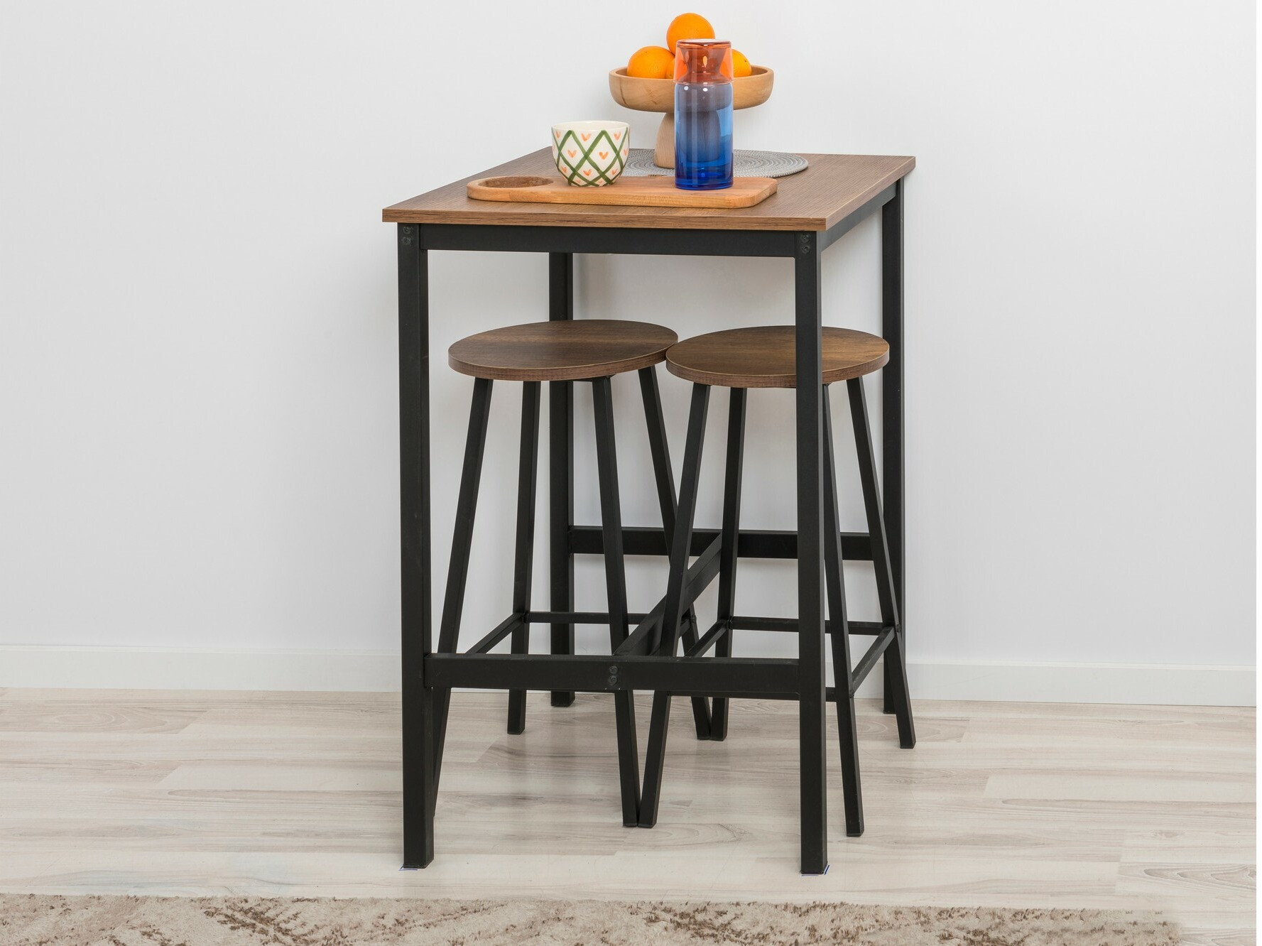 Silla de barra Kailua 2462 (Negro + Madera oscura)