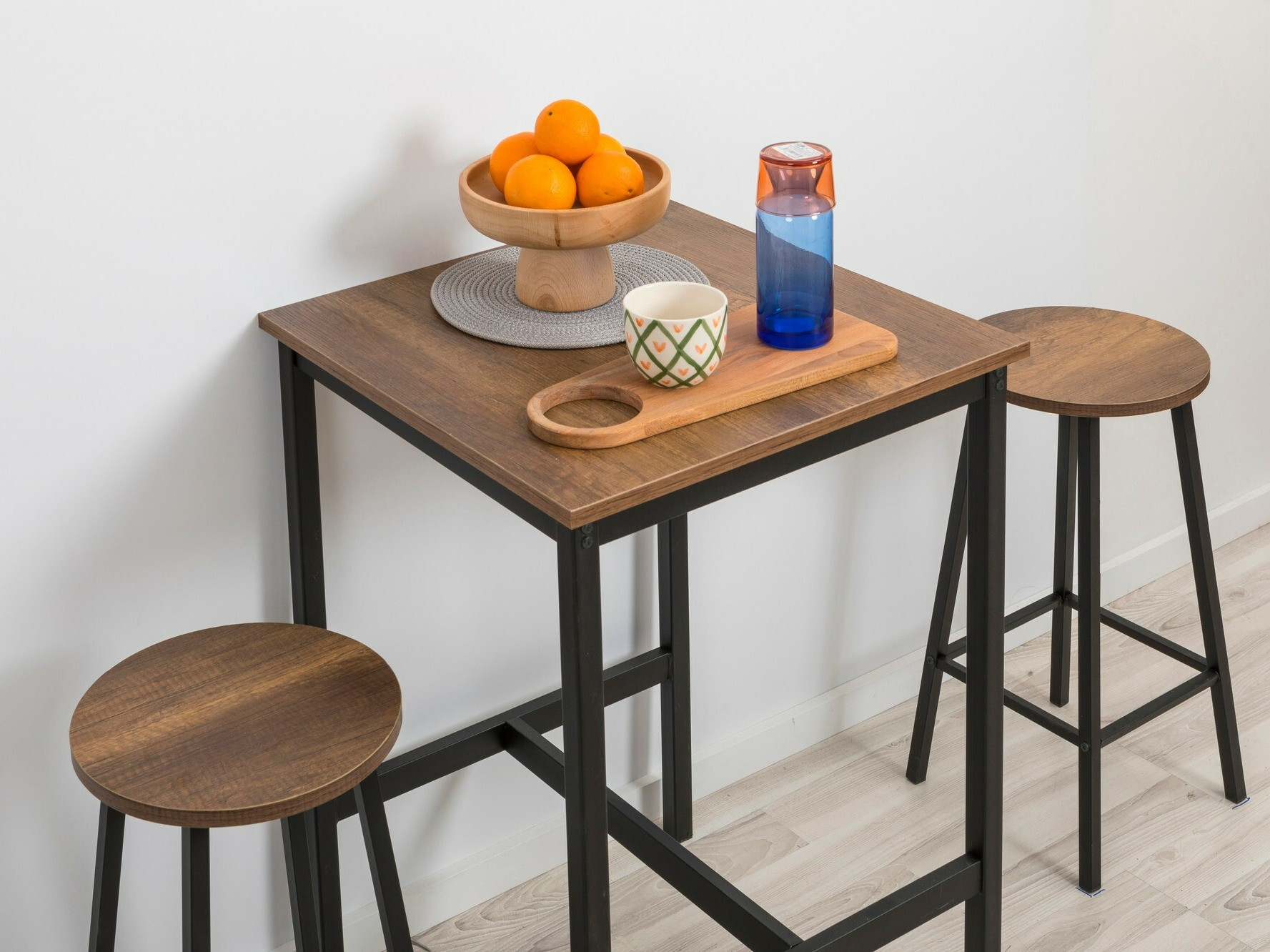 Silla de barra Kailua 2462 (Negro + Madera oscura)