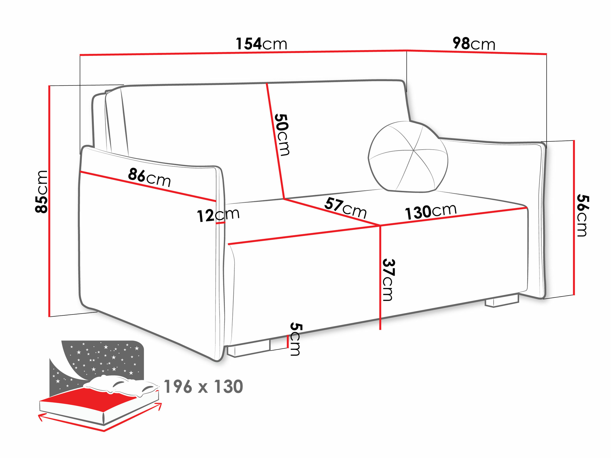 Sofá-cama Columbus 220 (Stark 378)