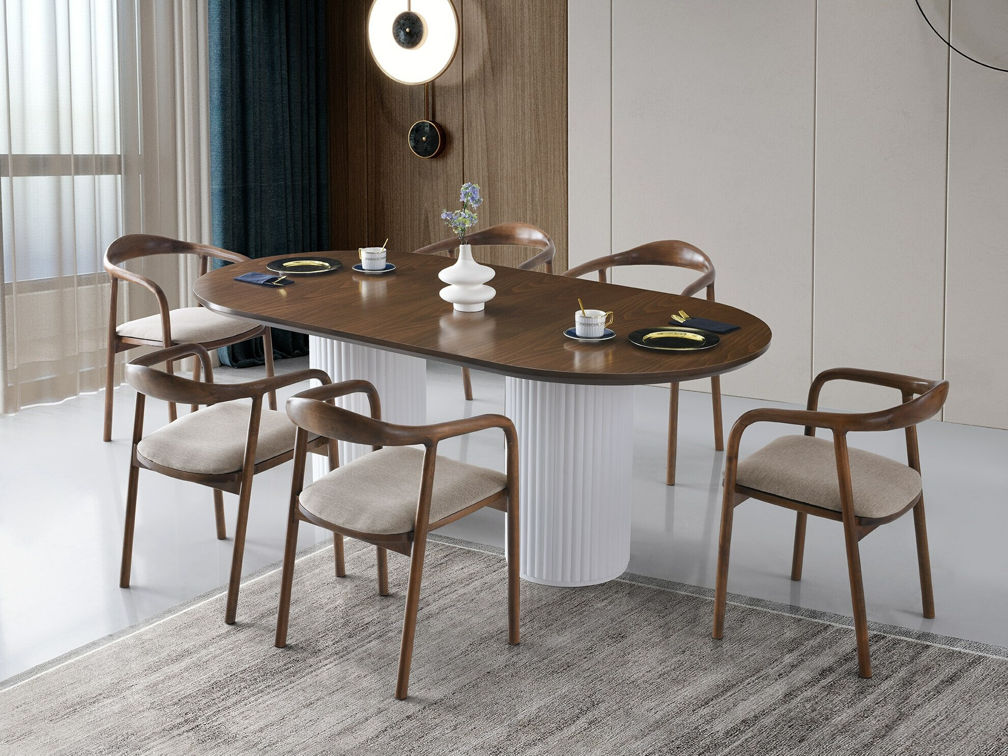 Mesa Kailua 2470 (Nogal + Blanco)