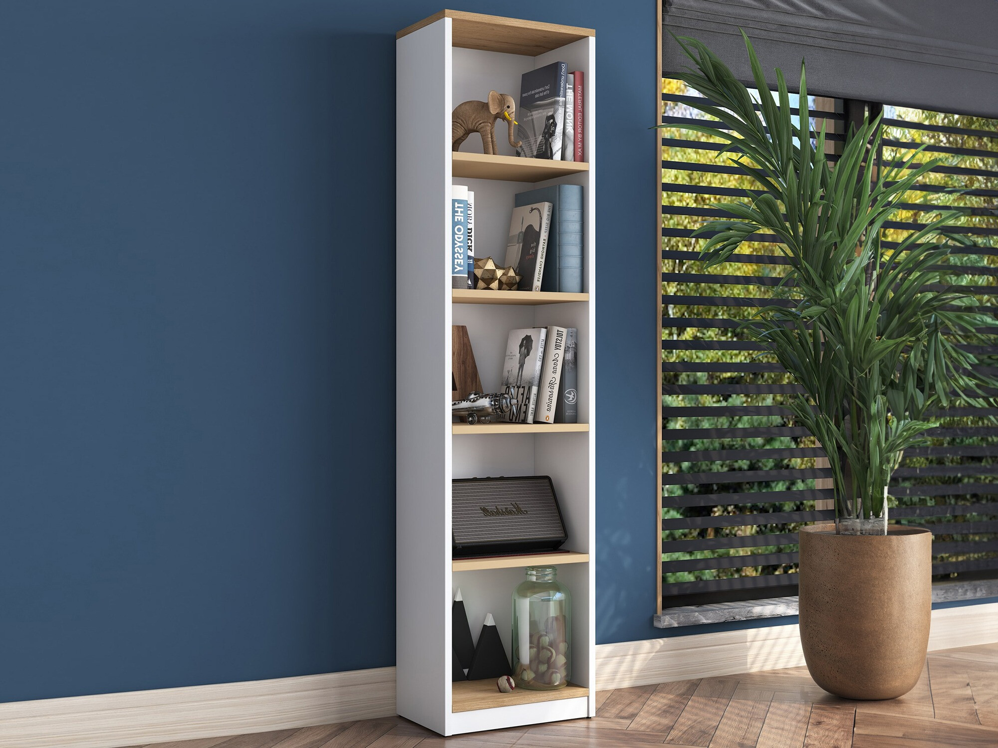 Estantería Kailua 2474 (Blanco + Nogal)