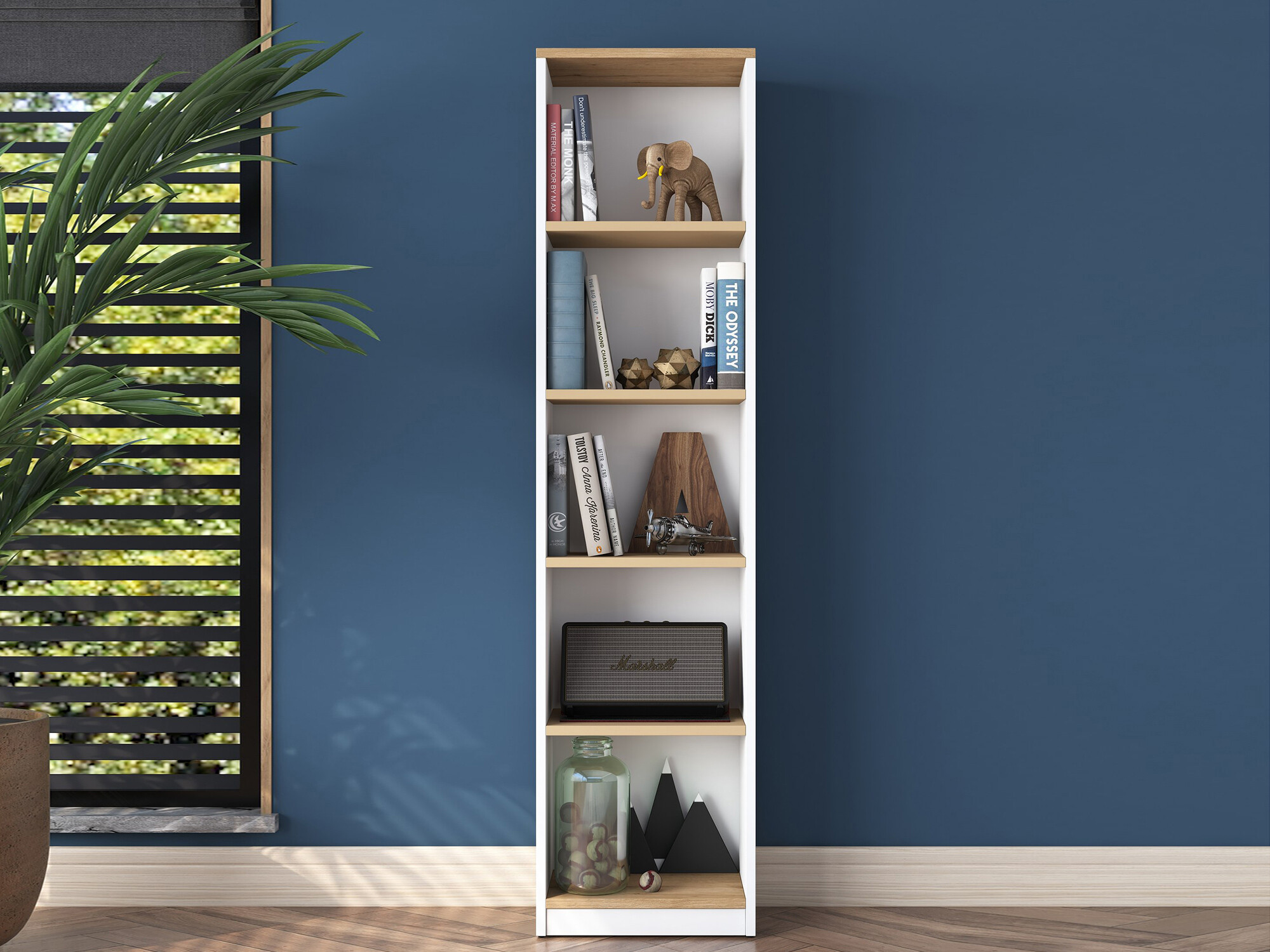 Estantería Kailua 2474 (Blanco + Nogal)