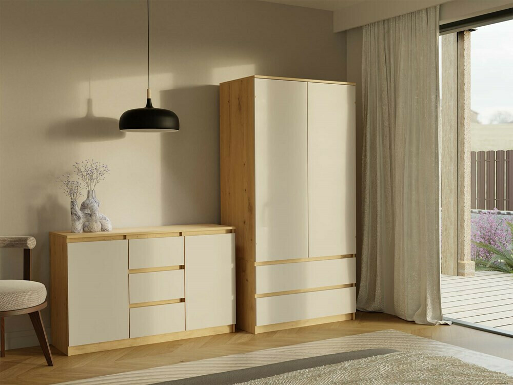 Armario Elbvelu 116 (Roble Artisan + Cachemira)