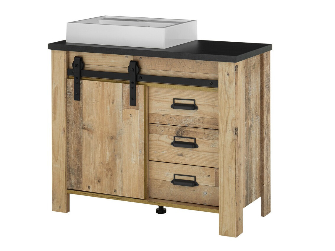 Armario de baño de pie para lavabo Cirtale 133 (Arbol envejecido + Antracita)