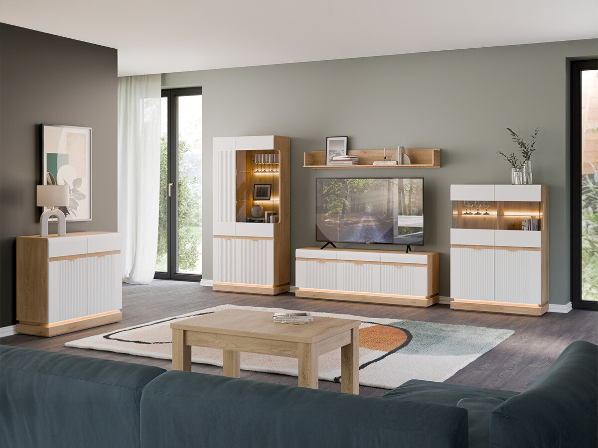 Cómoda Teselbu 102 (Blanco + Roble)