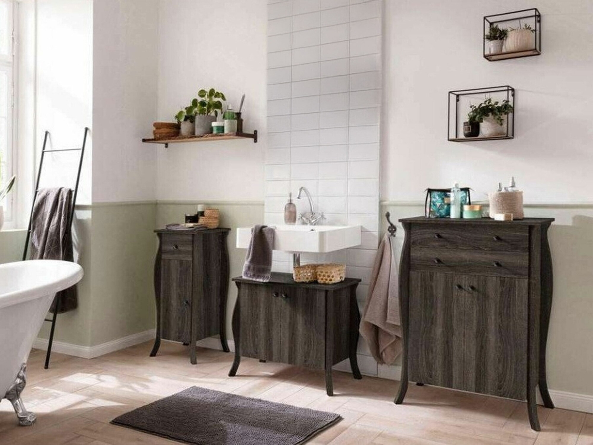 Conjunto de mueble de baño Ophtole 106 (Roble gris)