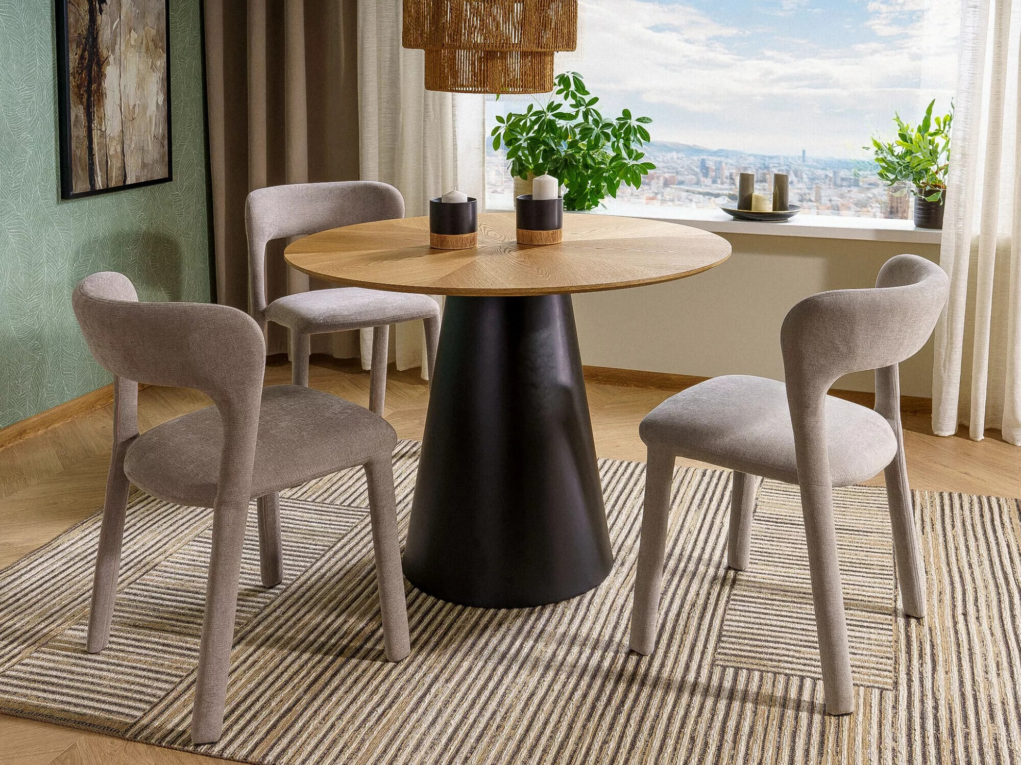 Mesa Detroit 733 (Roble + Negro)