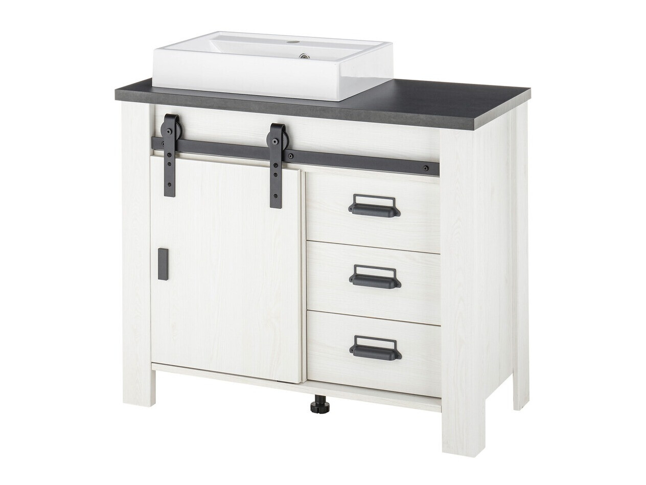 Armario de baño de pie para lavabo Cirtale 133 (Pino blanqueado + Antracita)