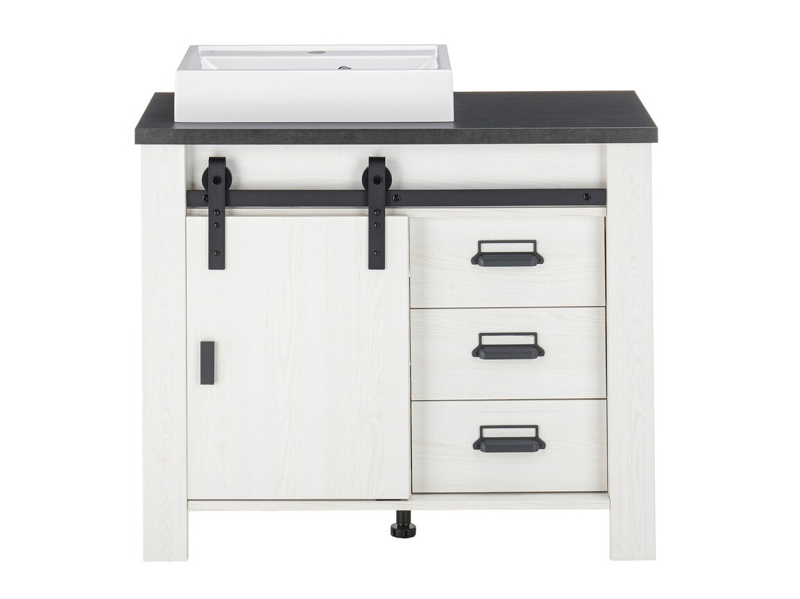 Armario de baño de pie para lavabo Cirtale 133 (Pino blanqueado + Antracita)