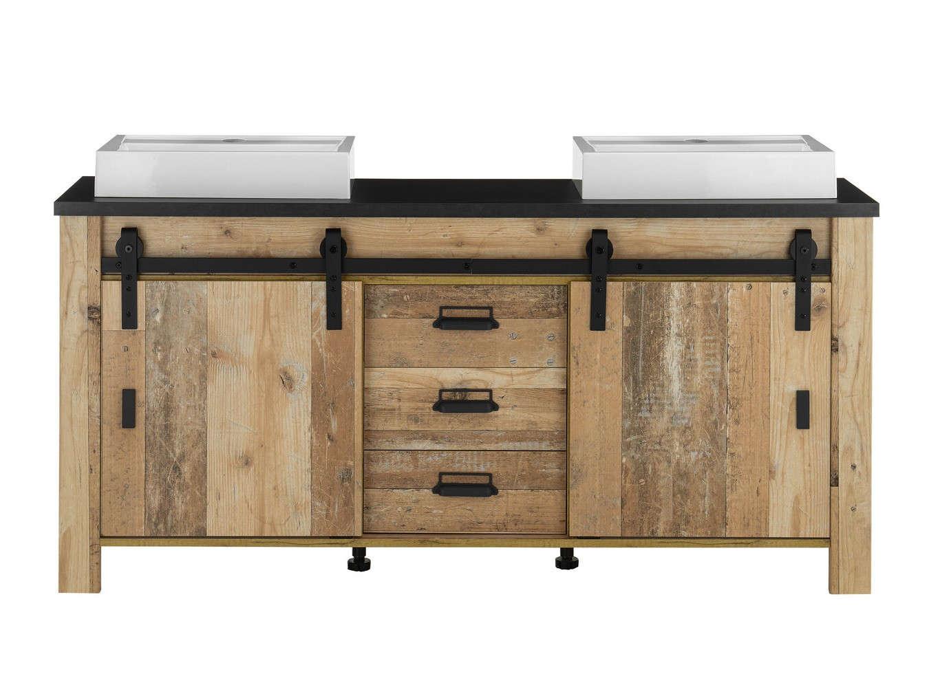 Armario de baño de pie para lavabo Cirtale 134 (Arbol envejecido + Antracita)