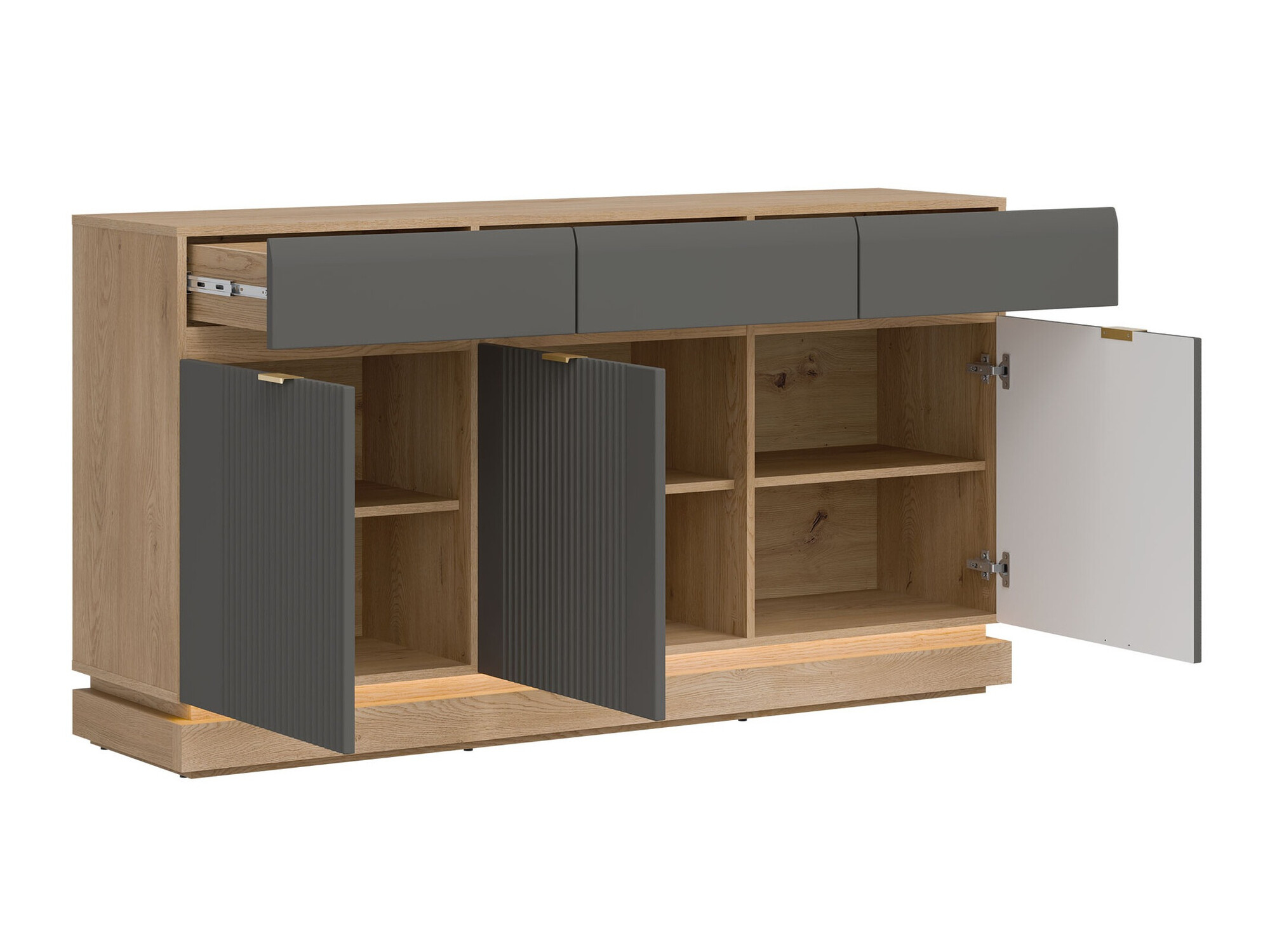 Cómoda Teselbu 104 (Gris + Roble)