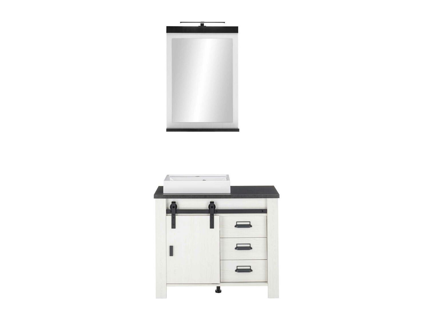 Conjunto de mueble de baño Cirtale 136 (Pino blanqueado + Antracita)