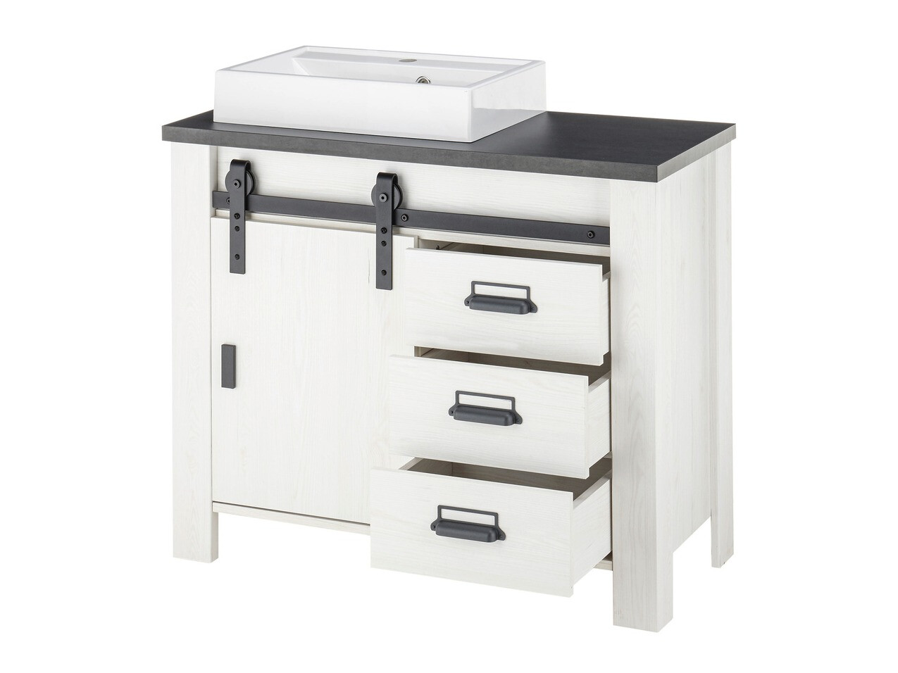 Conjunto de mueble de baño Cirtale 136 (Pino blanqueado + Antracita)