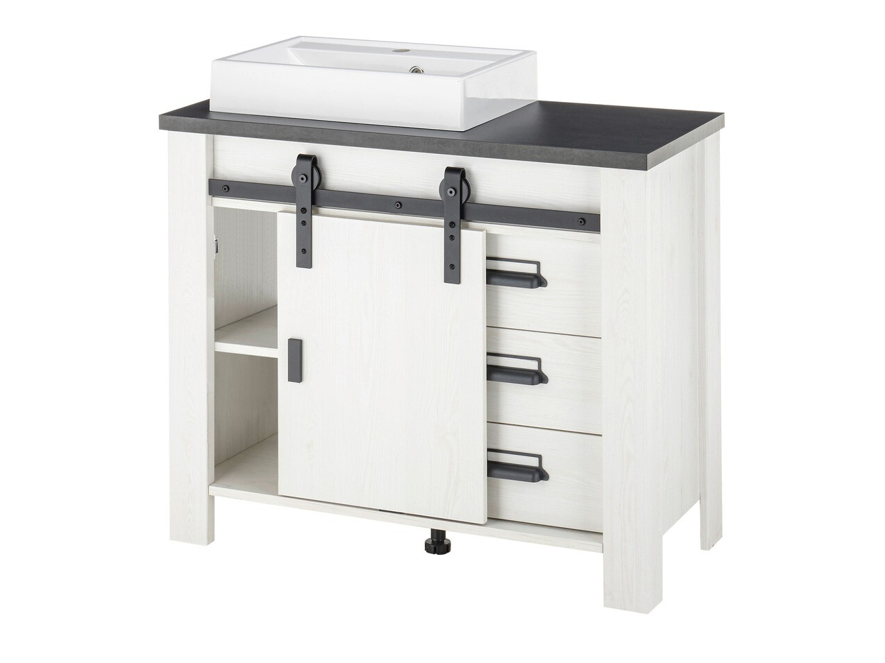 Conjunto de mueble de baño Cirtale 136 (Pino blanqueado + Antracita)