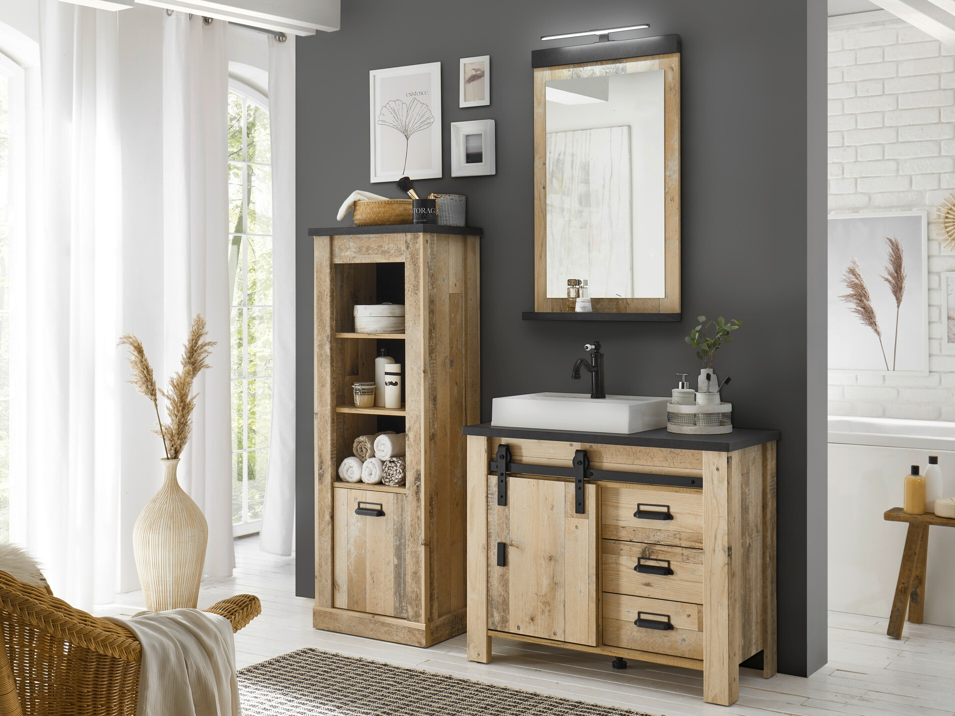 Espejo para baño Cirtale 135 (Arbol envejecido + Antracita)