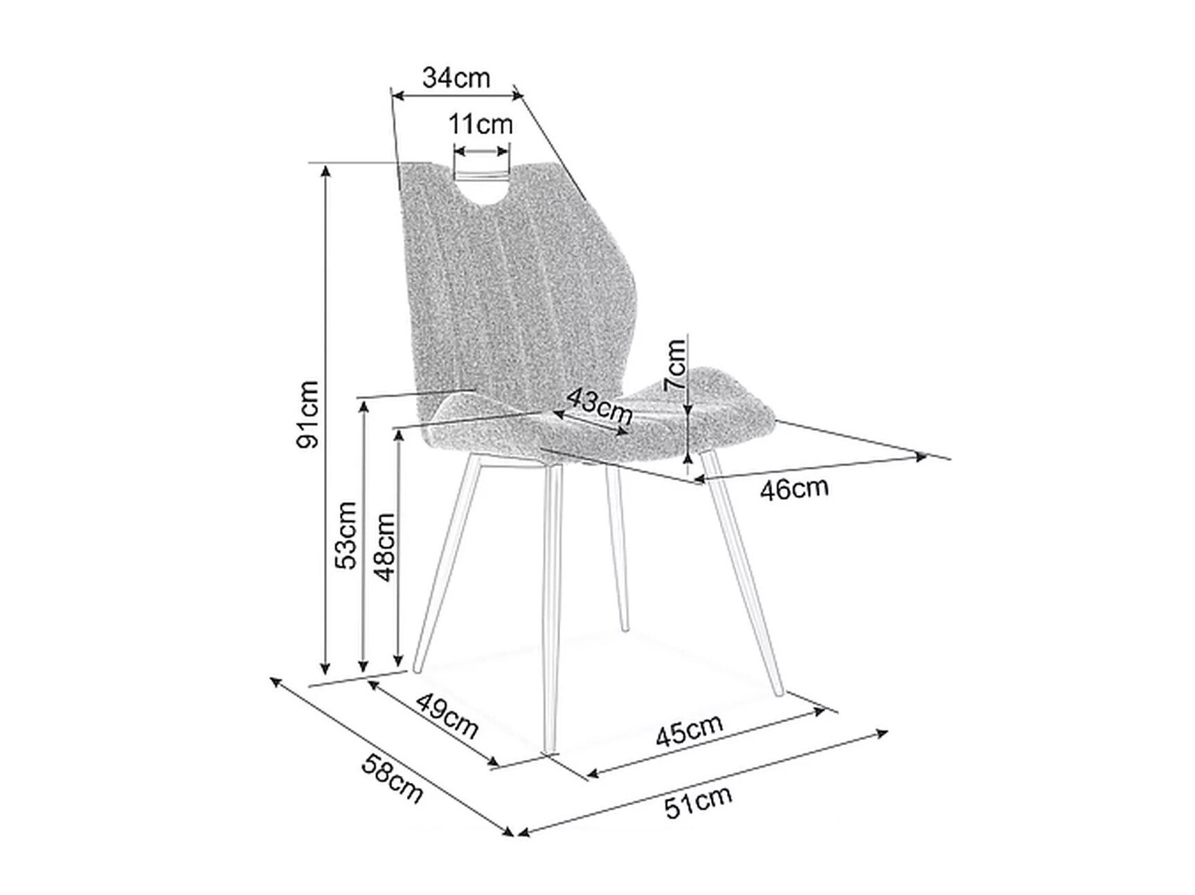 Silla Detroit 735 (Gris oscuro)