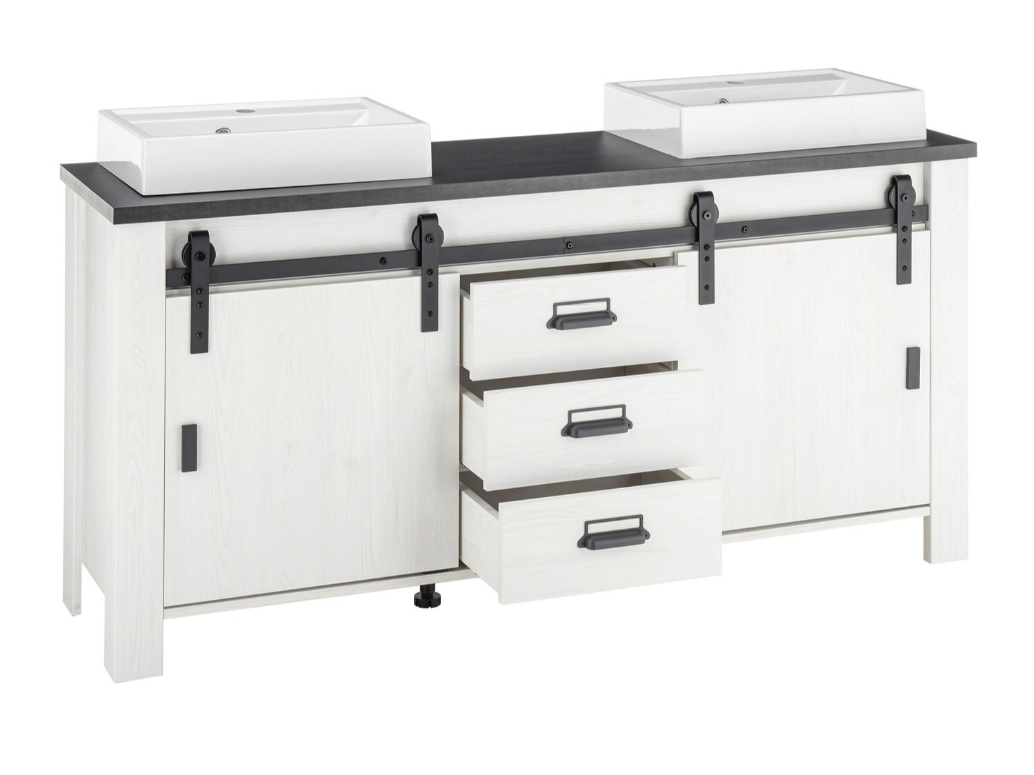 Conjunto de mueble de baño Cirtale 137 (Pino blanqueado + Antracita)