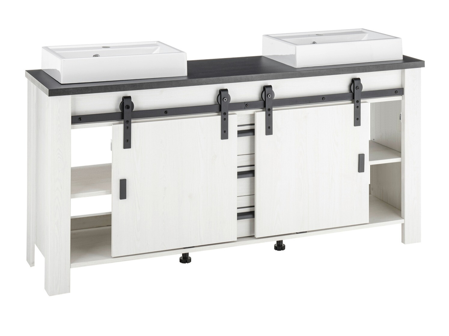 Conjunto de mueble de baño Cirtale 137 (Pino blanqueado + Antracita)