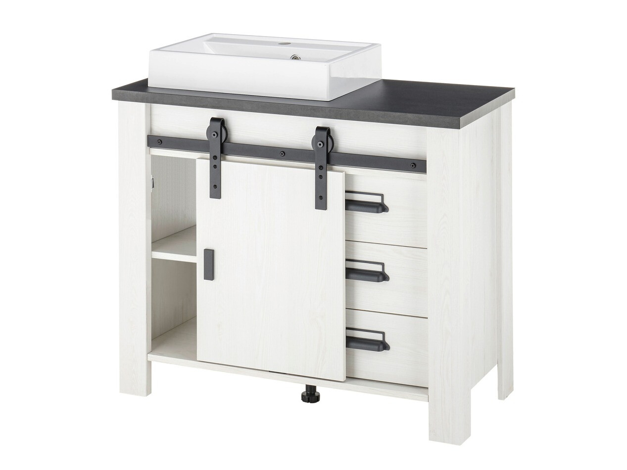 Conjunto de mueble de baño Cirtale 138 (Pino blanqueado + Antracita)