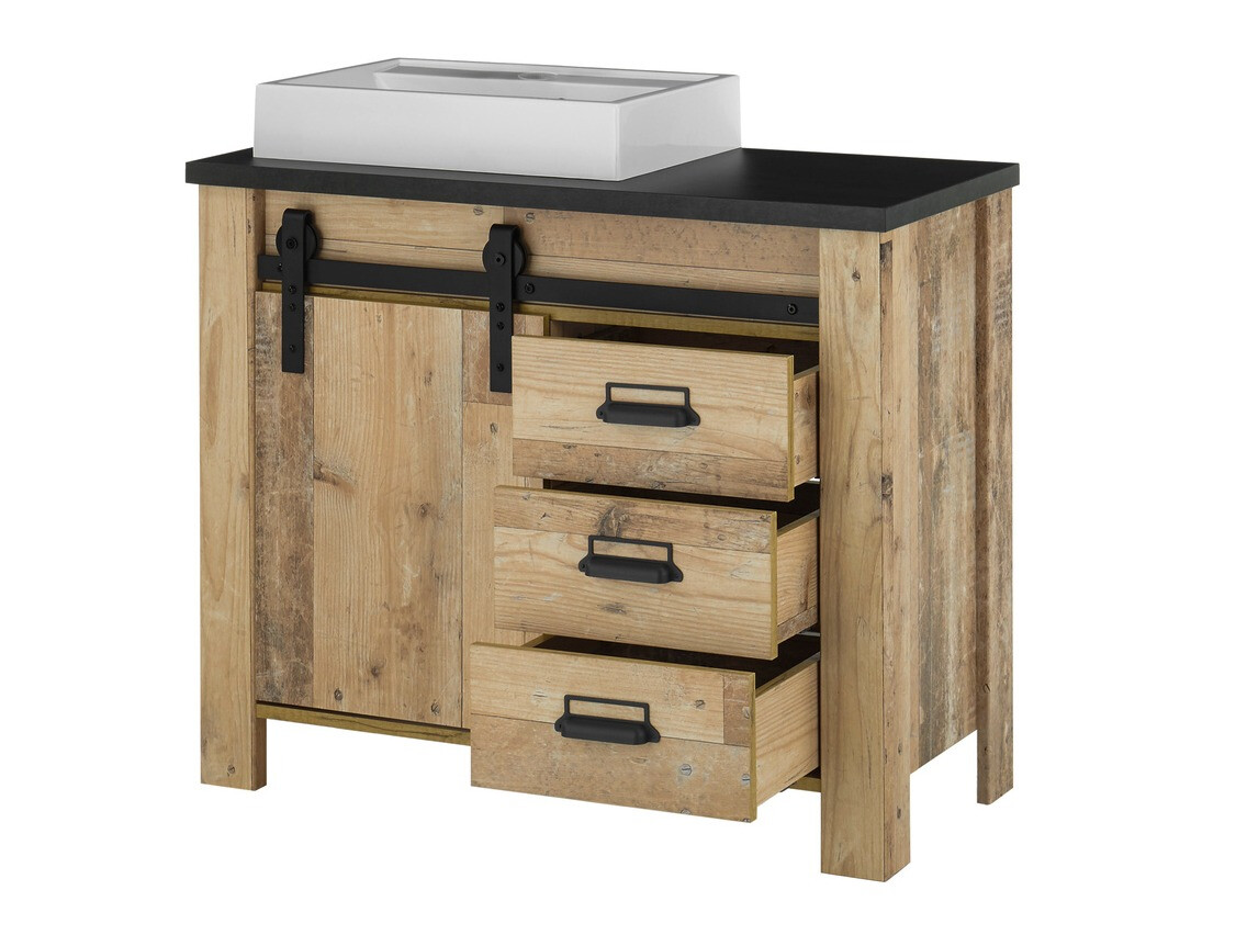 Conjunto de mueble de baño Cirtale 139 (Arbol envejecido + Antracita)