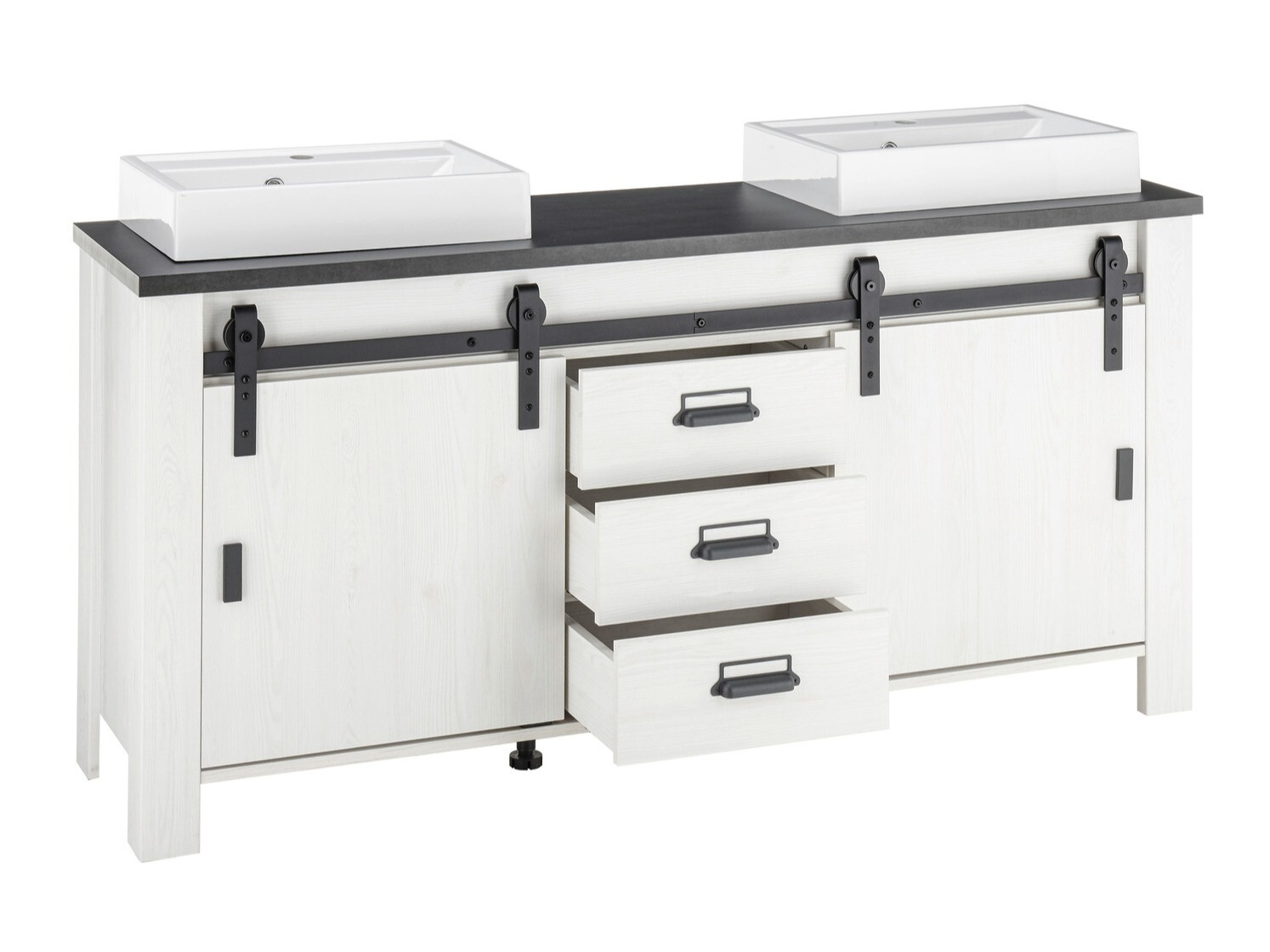 Conjunto de mueble de baño Cirtale 140 (Pino blanqueado + Antracita)