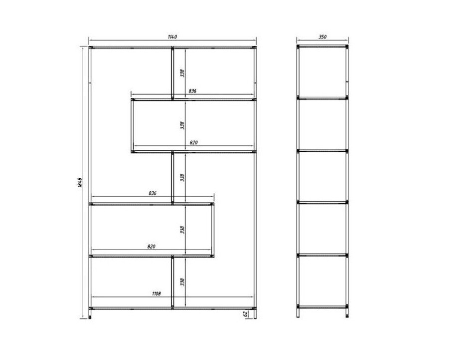 Estantería Norsica Sevferi 134 (Fresno oscuro + Negro)