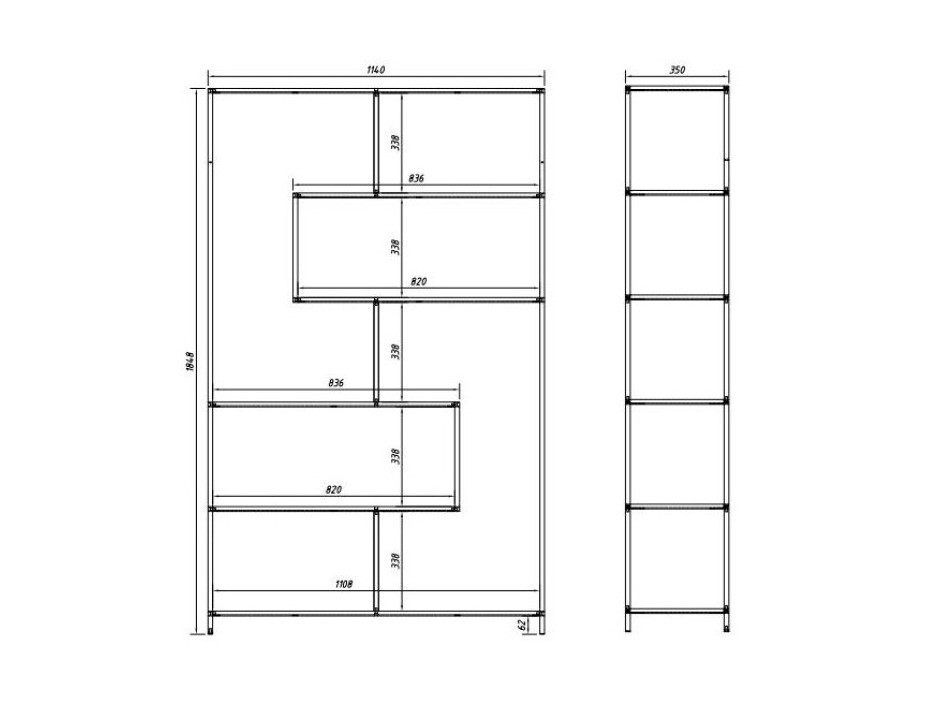 Estantería Norsica Sevferi 134 (Roble salvaje + Negro)