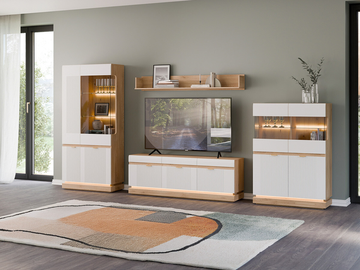 Conjunto de salón Teselbu 116 (Blanco + Roble)