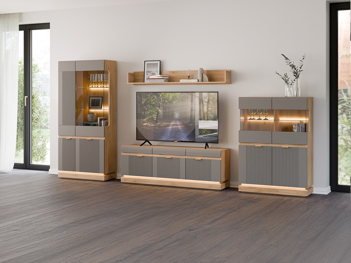 Conjunto de salón Teselbu 116 (Gris + Roble)