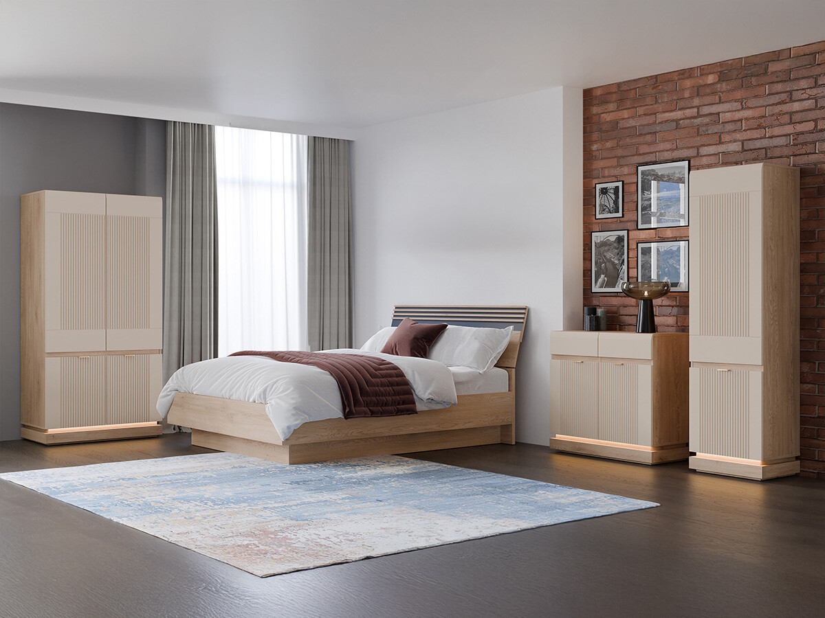 Conjunto de dormitorio Teselbu 117 (Cachemira + Roble)