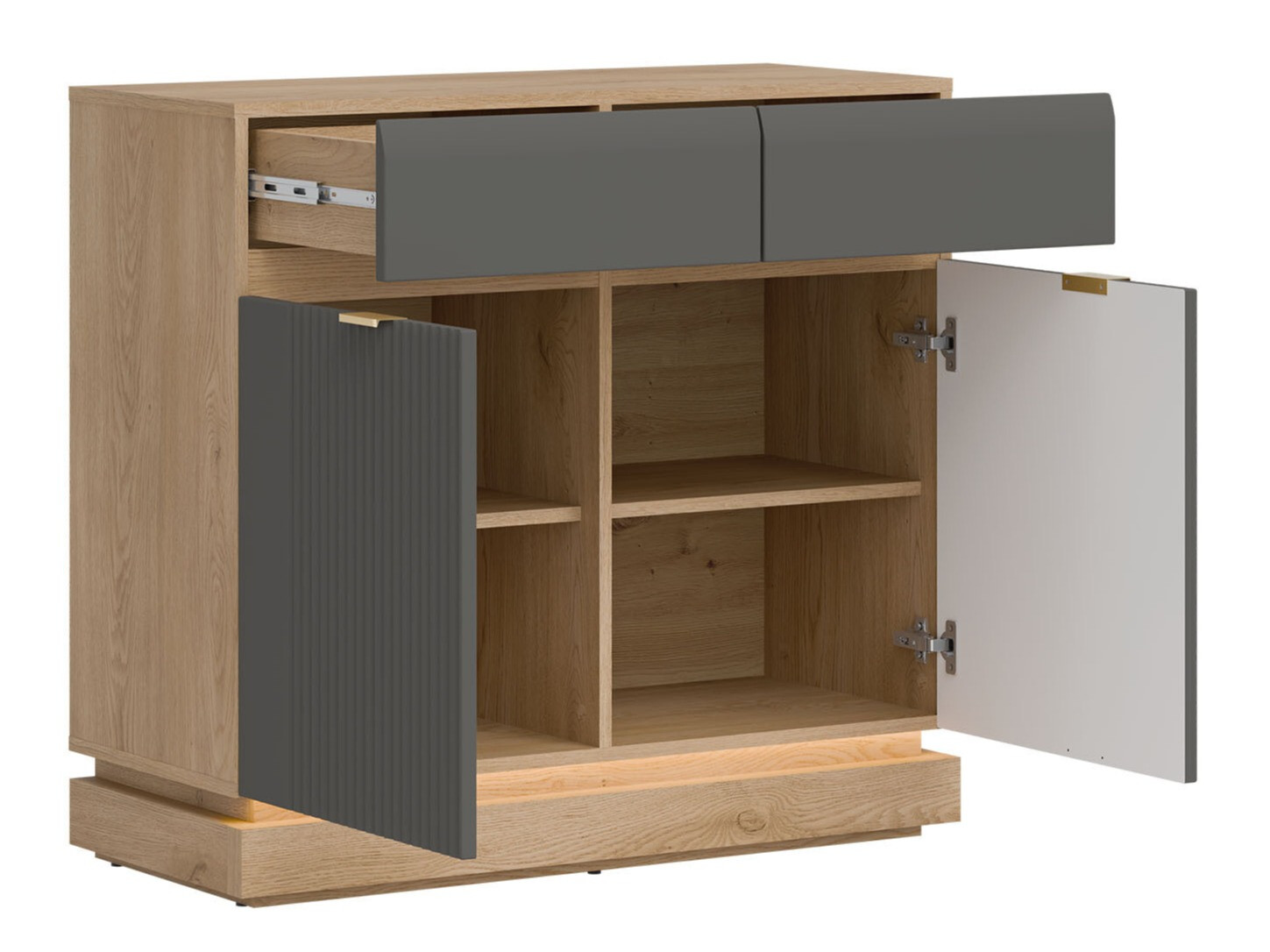 Conjunto de dormitorio Teselbu 117 (Gris + Roble)
