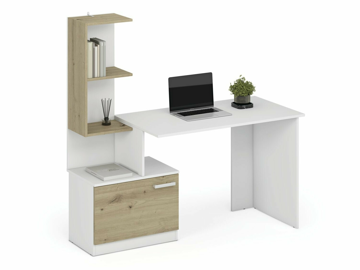 Mesa de oficina Houston 1948 (Blanco + Roble Artisan)