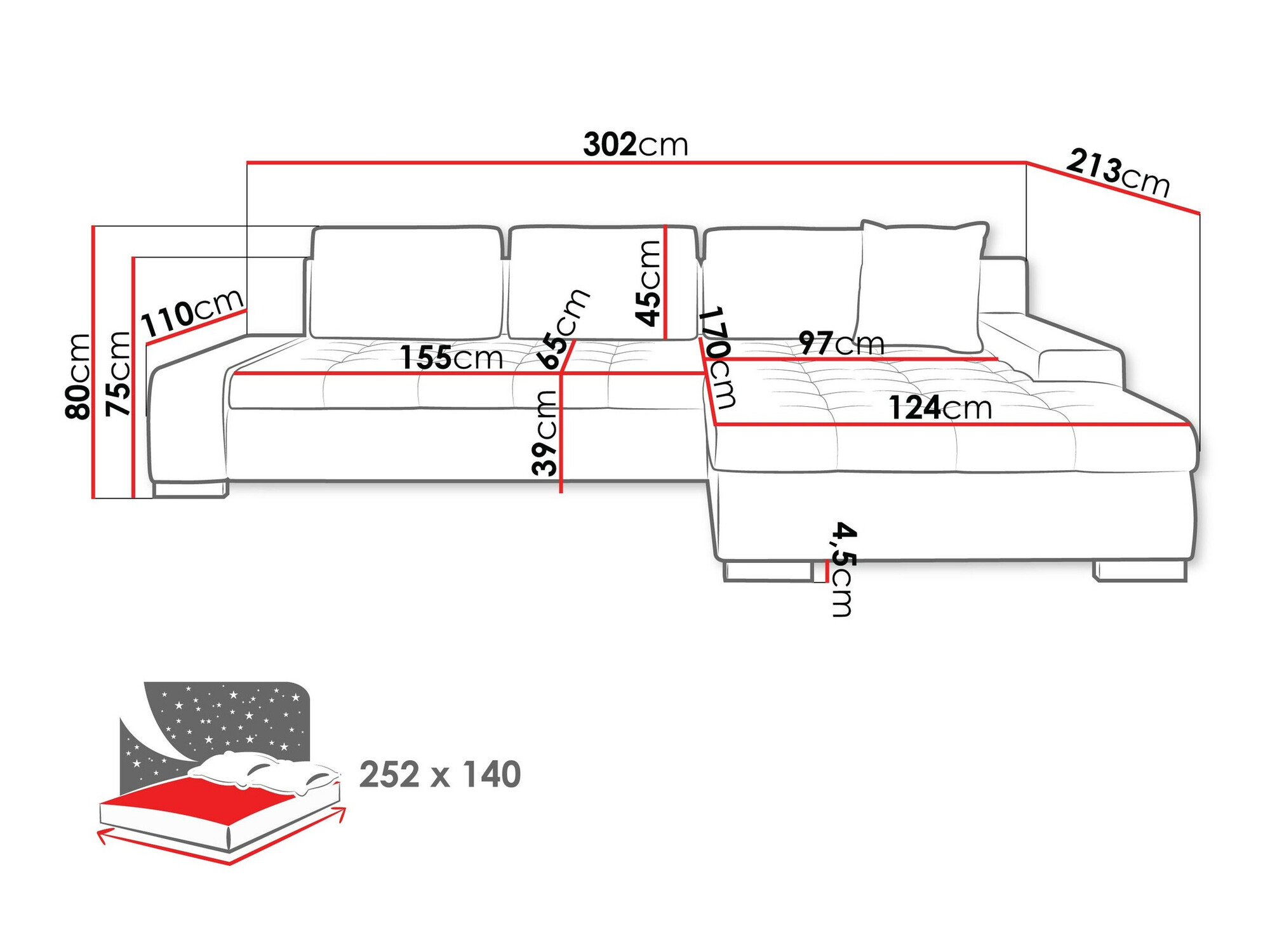 Sofá rinconero Comfivo 147 (Clara 215.02)
