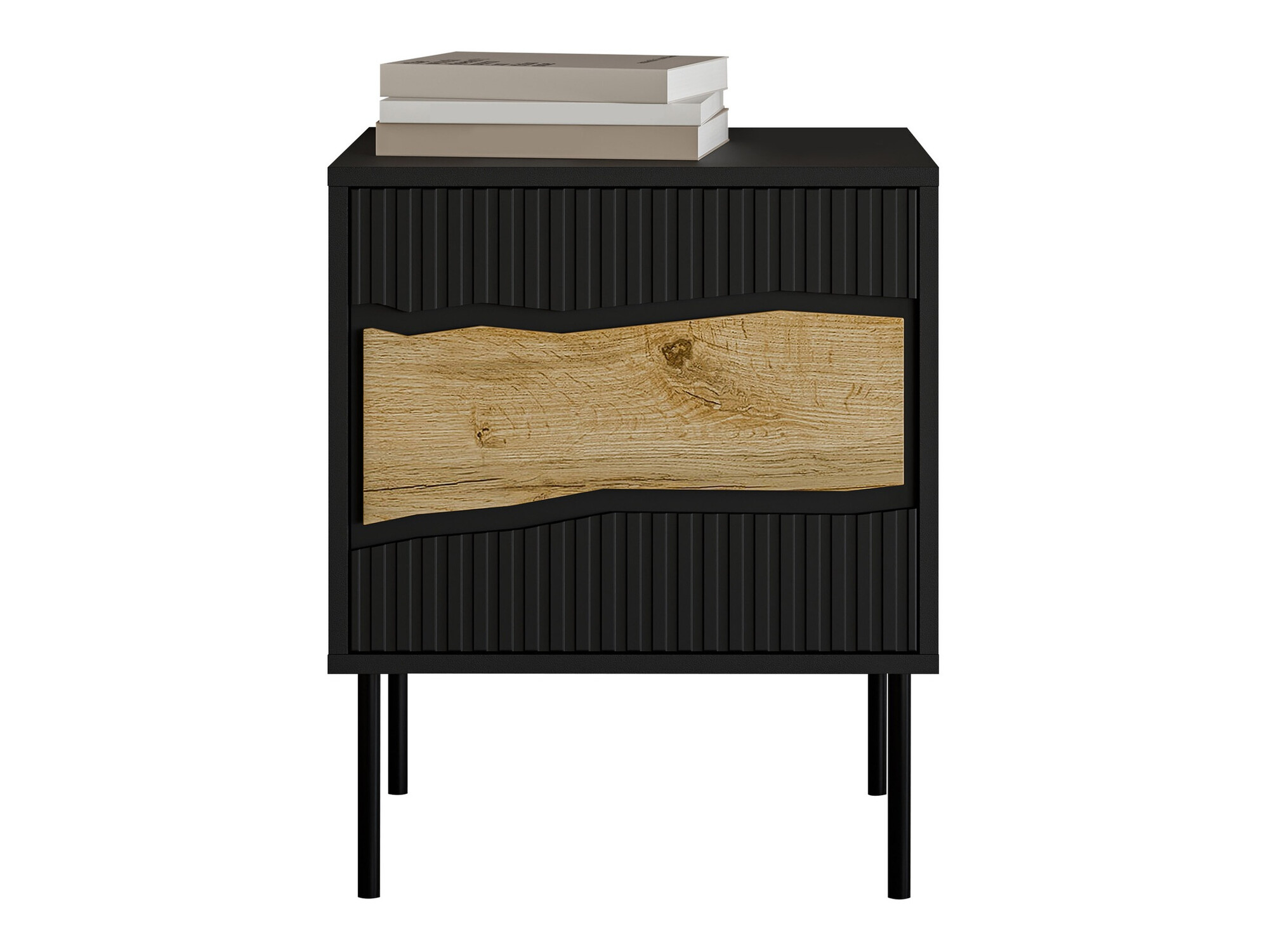 Conjunto de mesitas de noche Monevare 104 (Negro + Roble wotan)