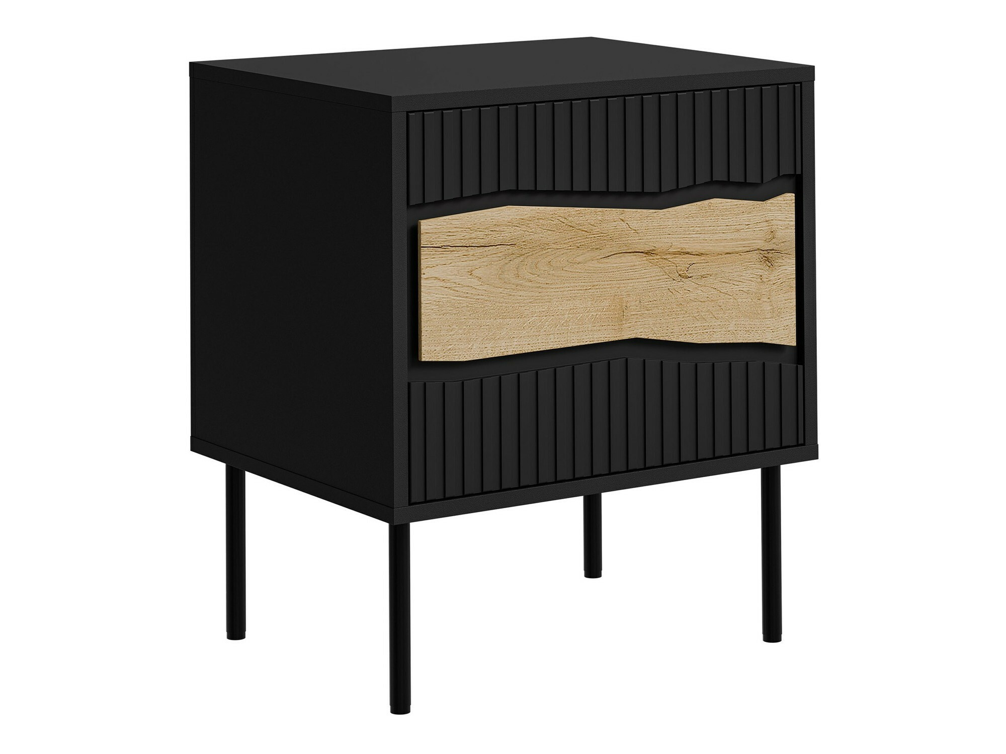 Conjunto de mesitas de noche Monevare 104 (Negro + Roble wotan)