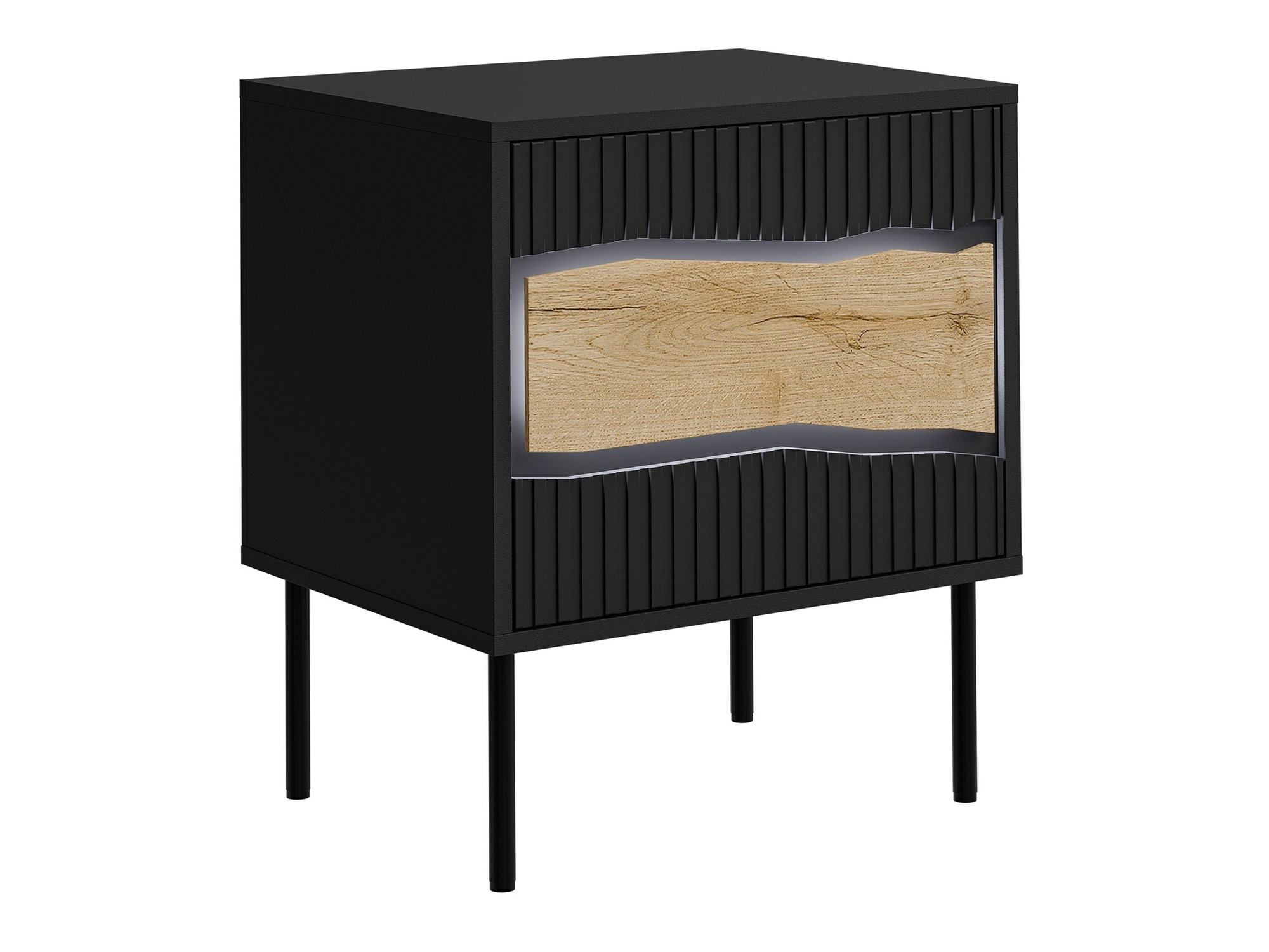 Conjunto de mesitas de noche Monevare 104 (Negro + Roble wotan)