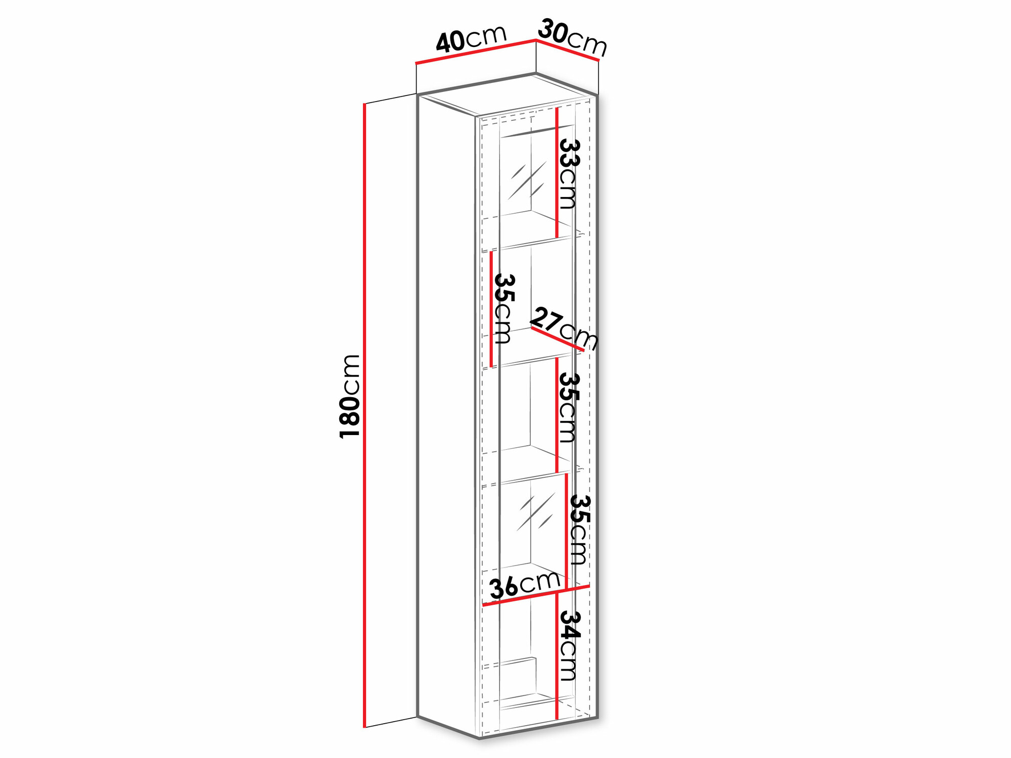 Estantería de pared Vilrin IV (Blanco + Blanco brillante)