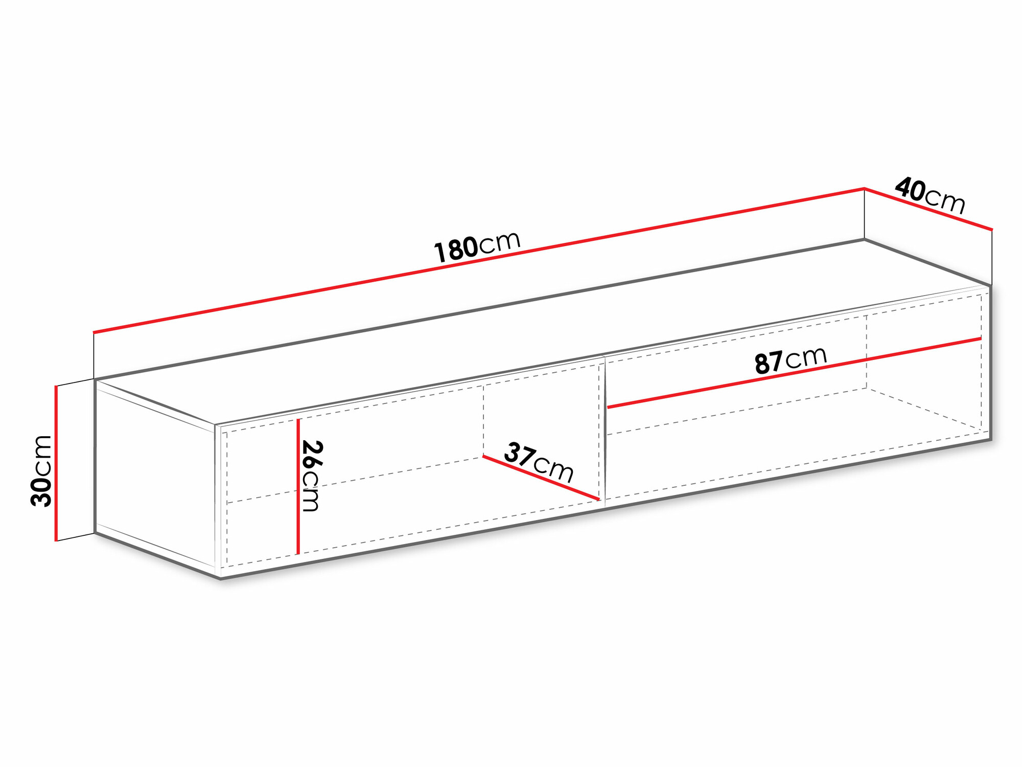 Mueble TV Vilrin I (Blanco + Blanco brillante)