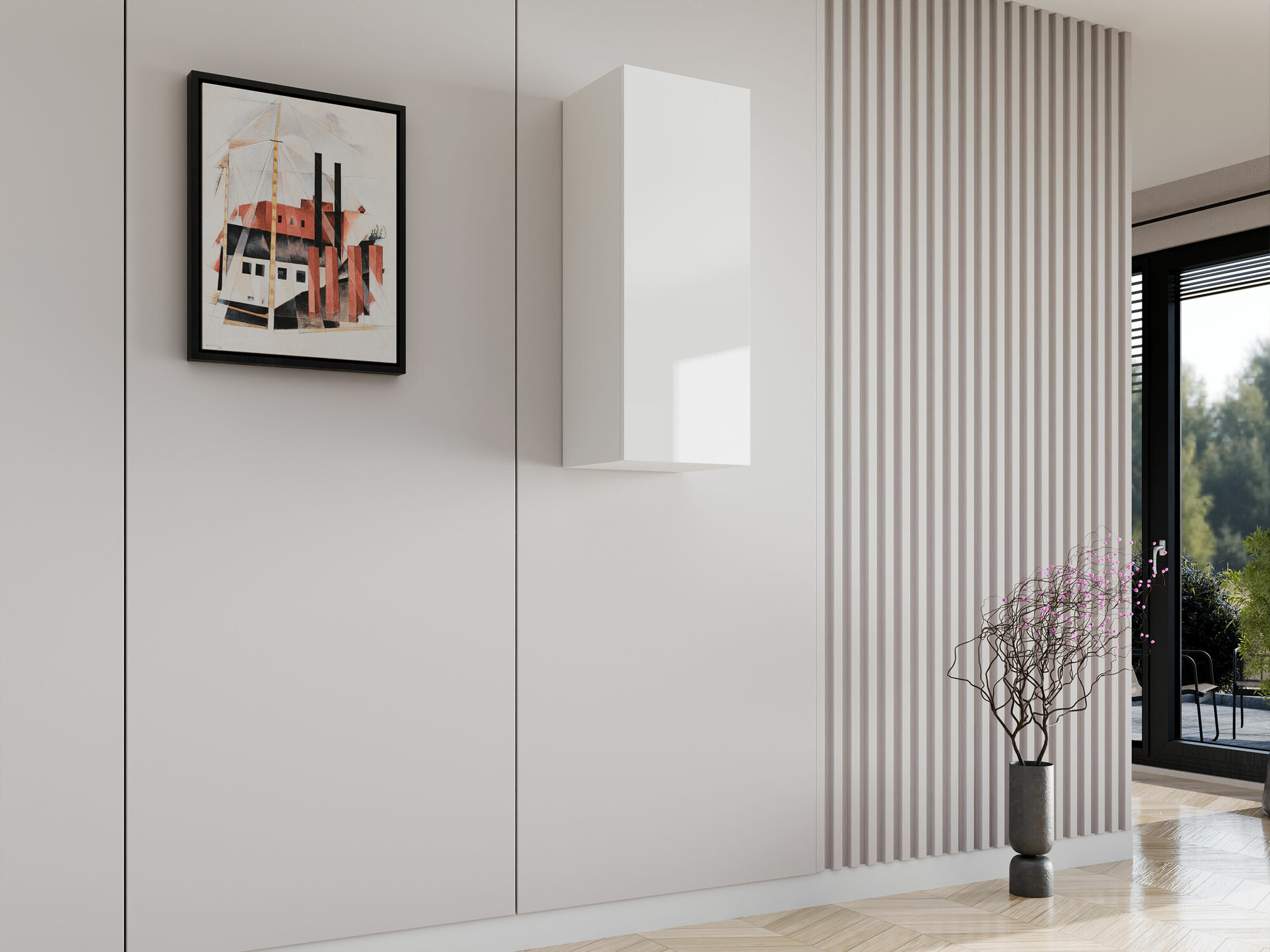Armario de pared Vilrin VI (Blanco + Blanco brillante)