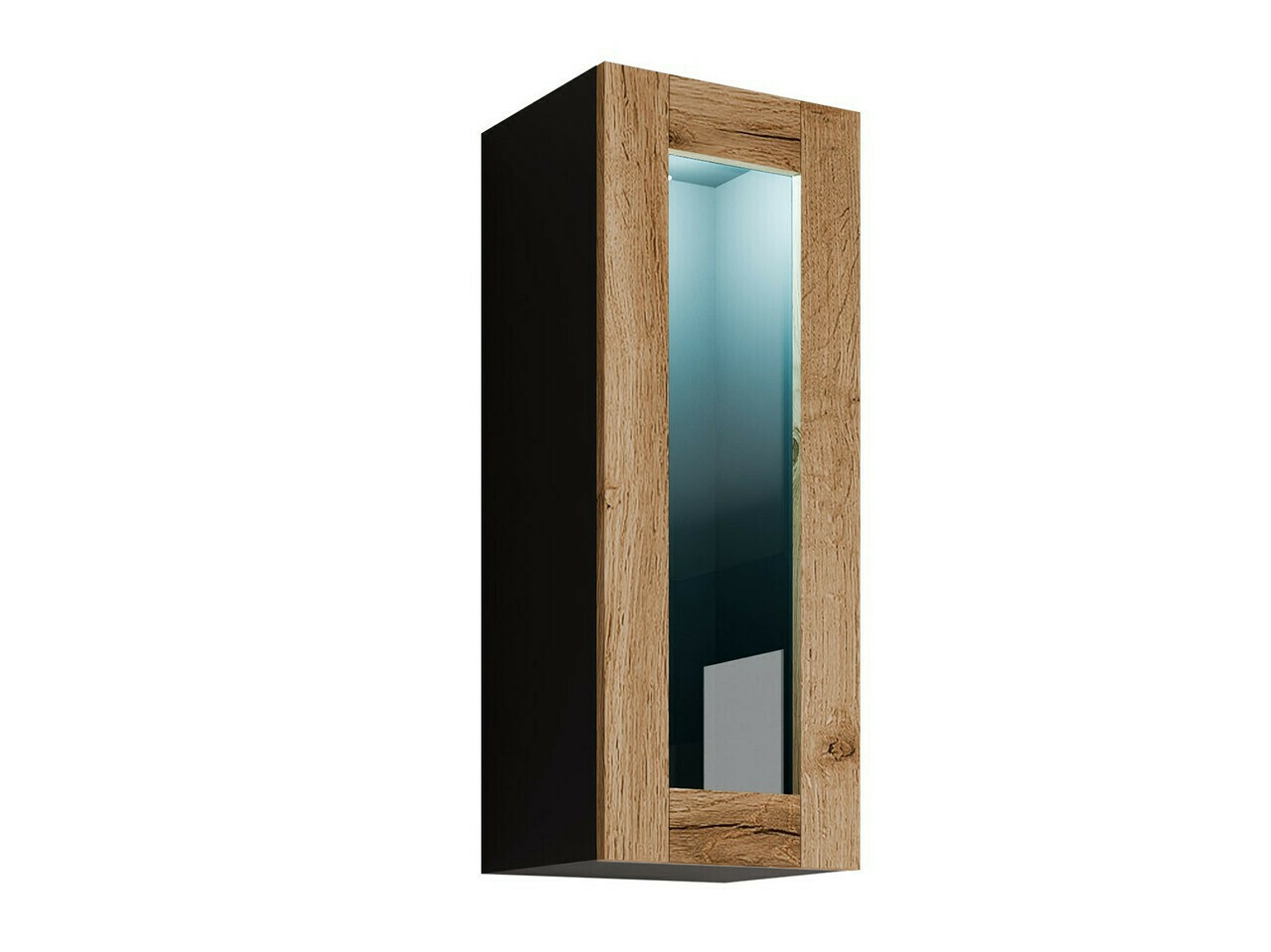 Armario de pared Vilrin VII (Negro + Roble wotan)